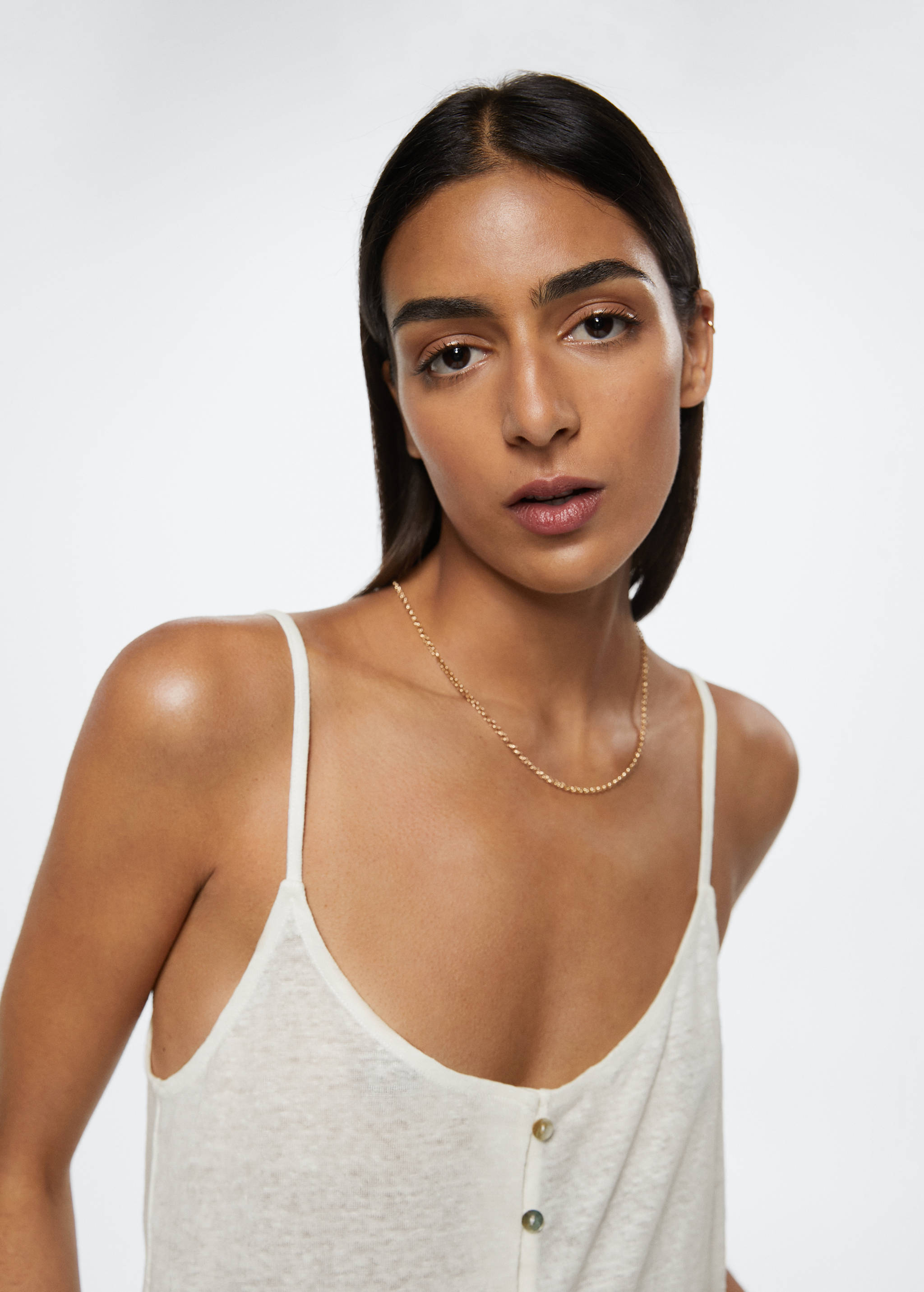 100% linen top with buttons - Details of the article 1