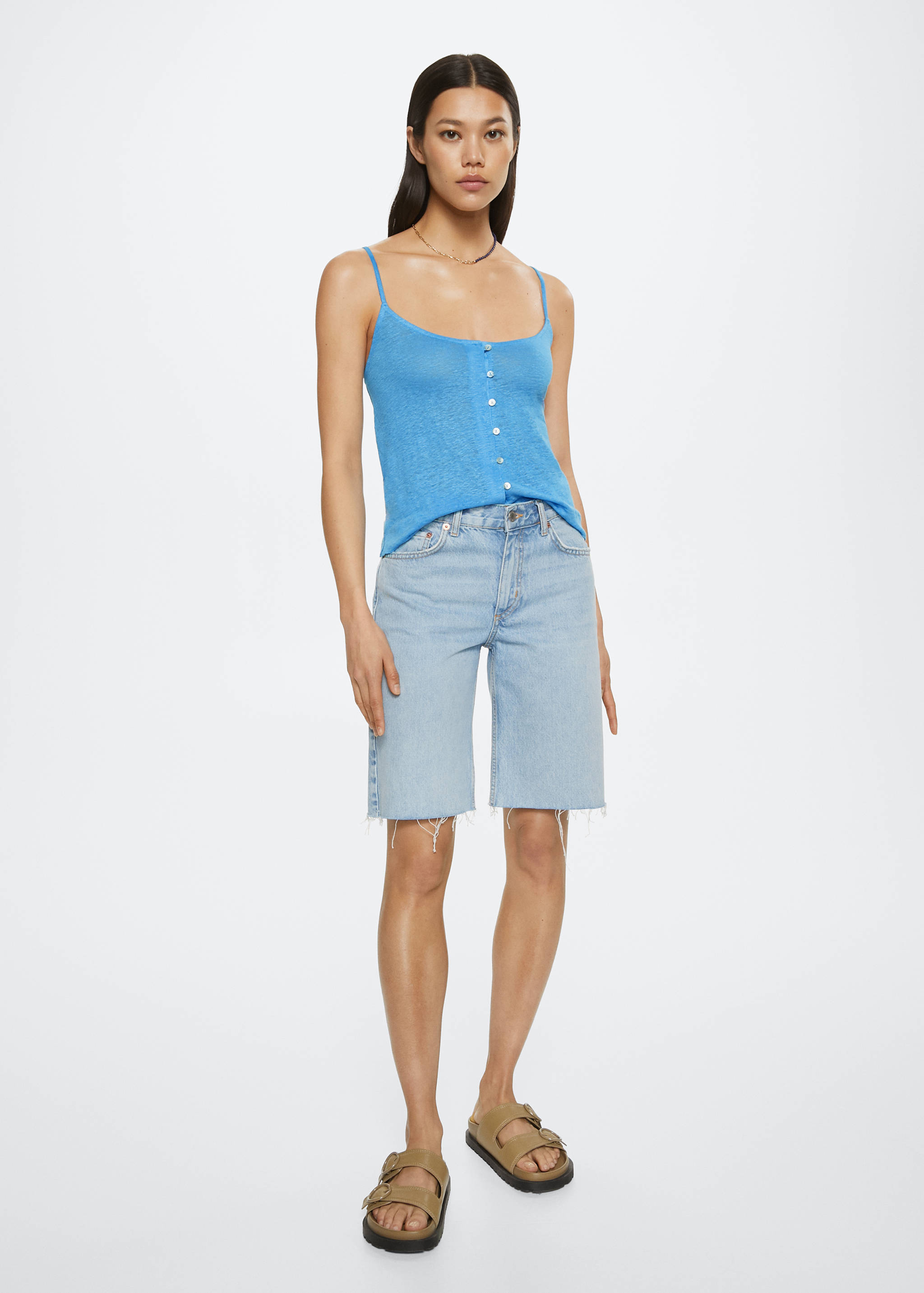 100% linen top with buttons - General plane