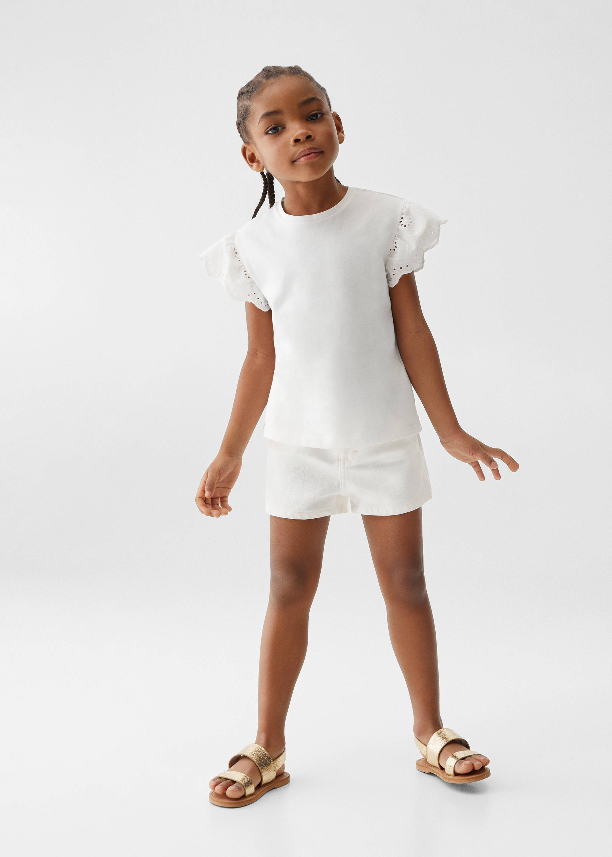 Paperbag denim shorts - General plane