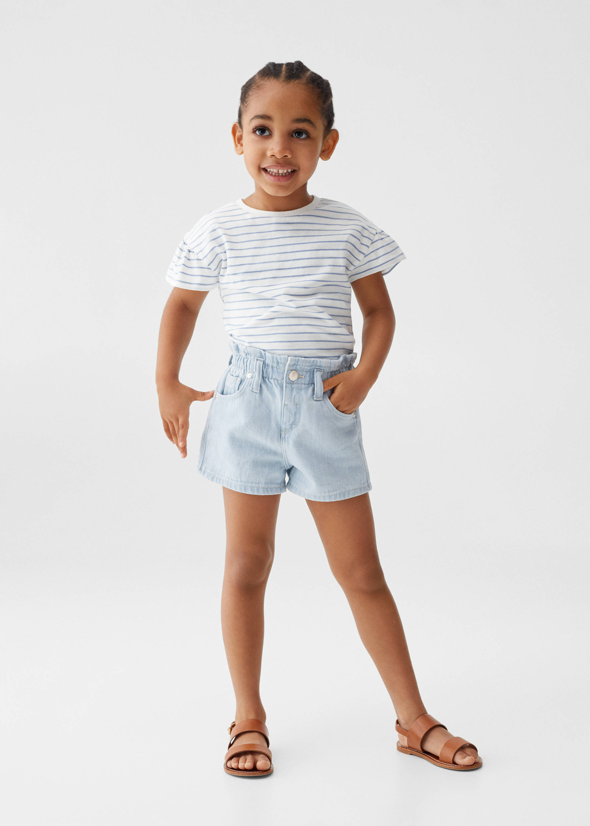 Paperbag denim shorts - General plane