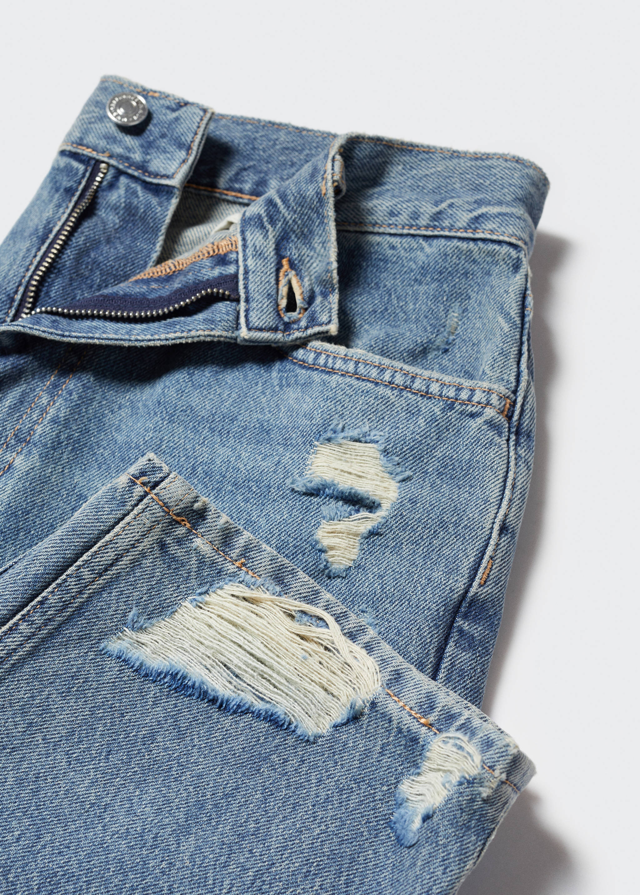 Ripped high-rise straight jeans - Details of the article 8