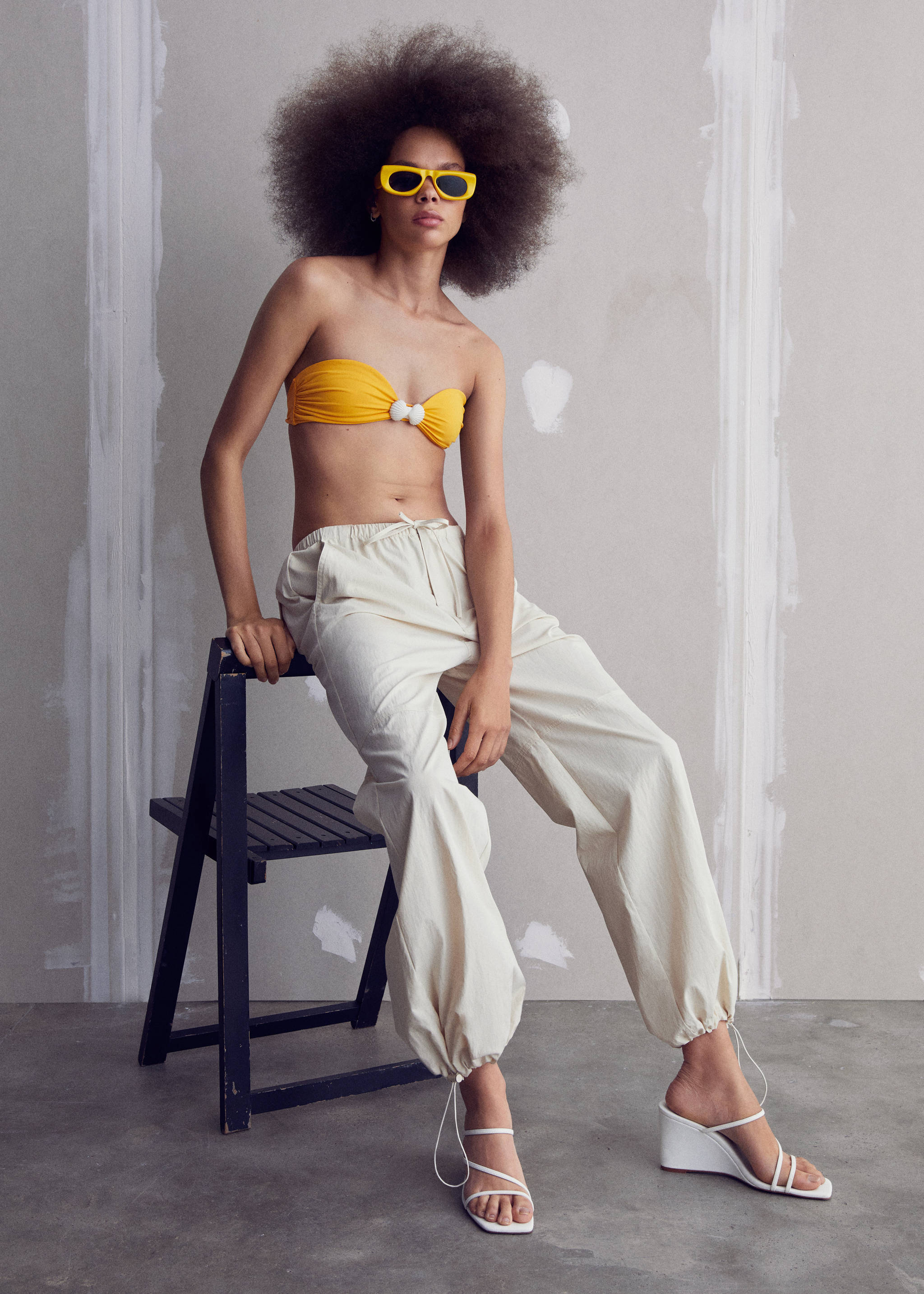 Wedge strips sandals - General plane, White. Ref: 57000033-00.