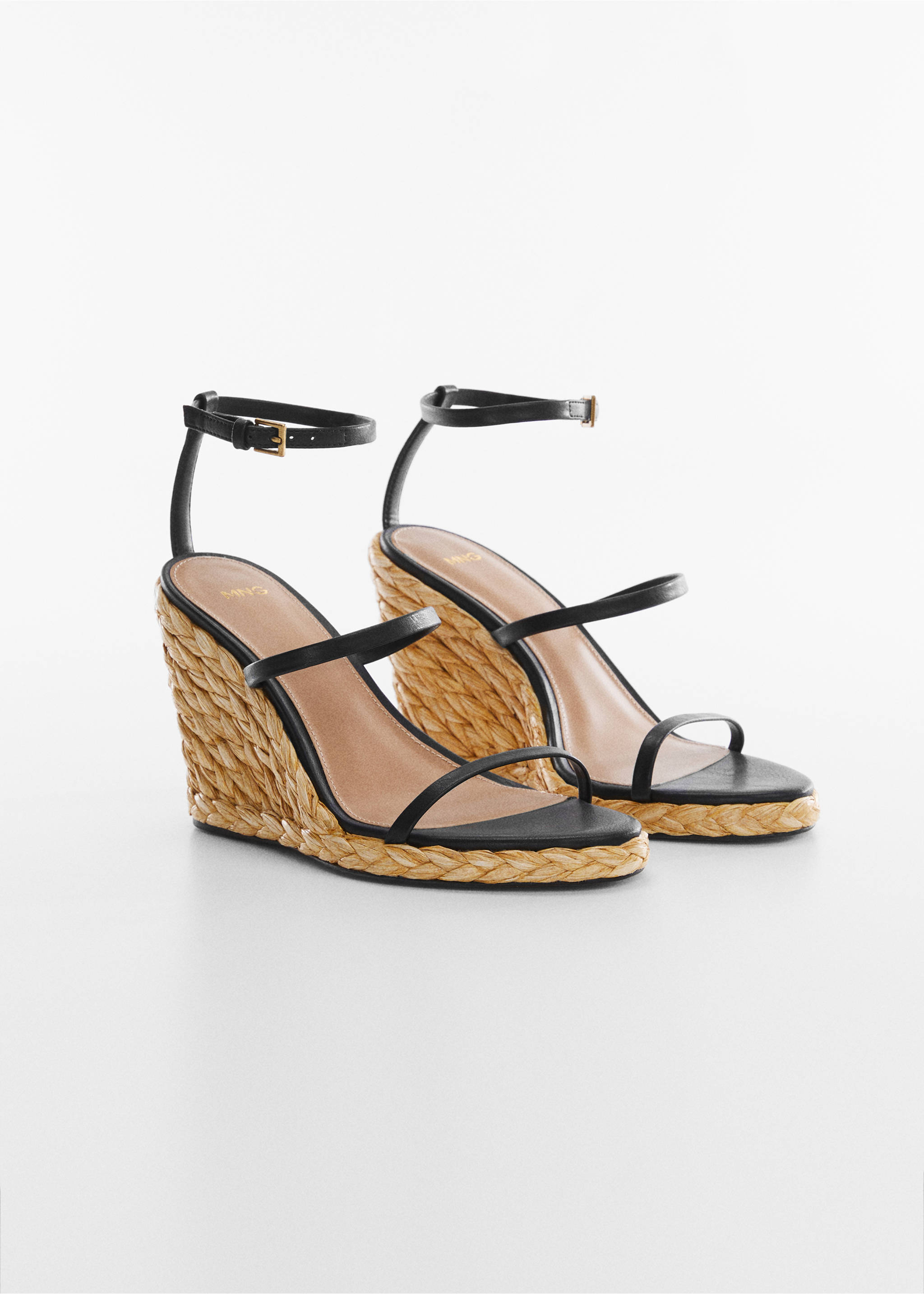 Wedge braided sandals - Medium plane, Black. Ref: 57000034-00.