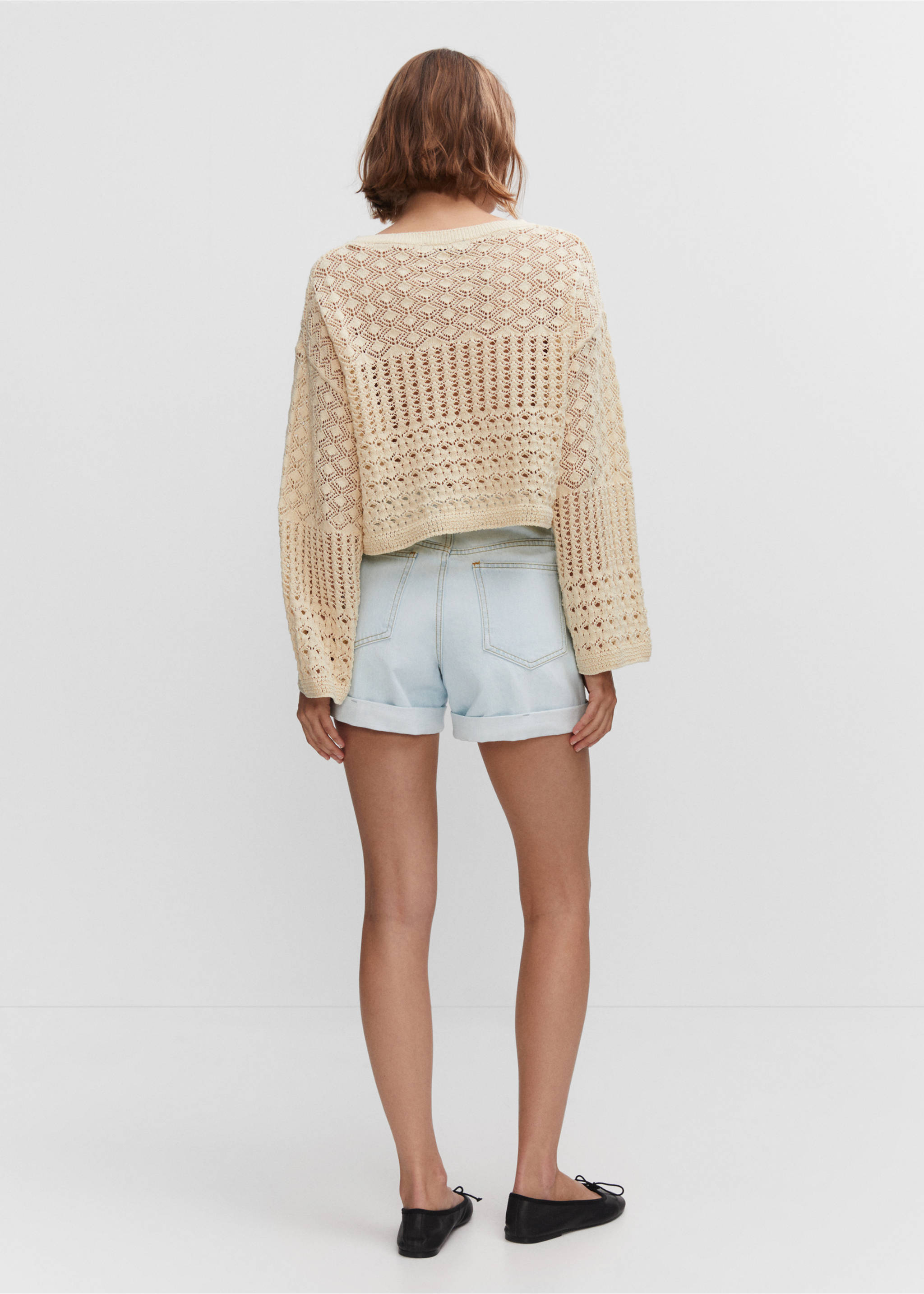 Short jean mom-fit - Verso de l’article, Bleu délavé. Ref: 57000153-00.