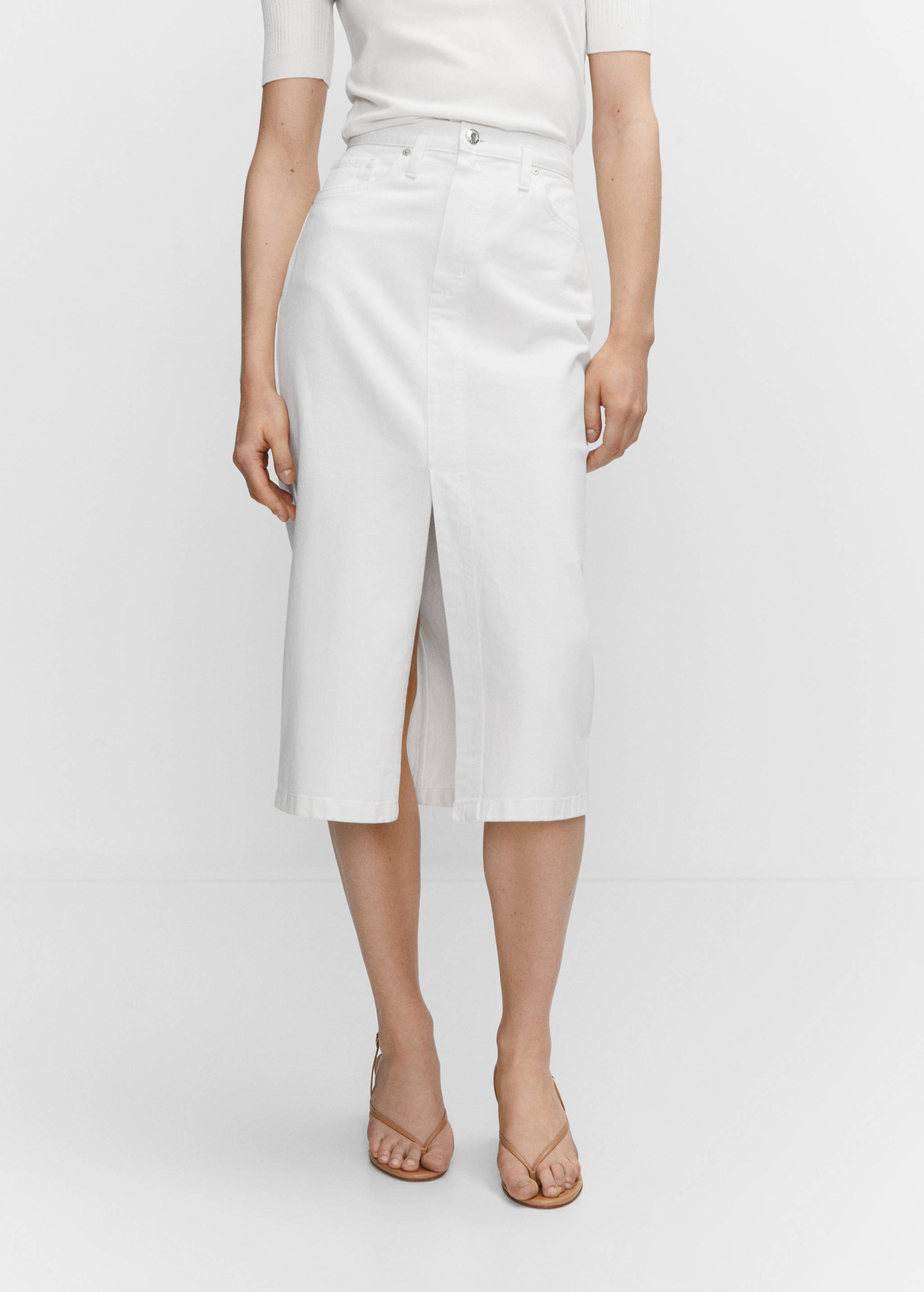 Denim midi-skirt - Medium plane