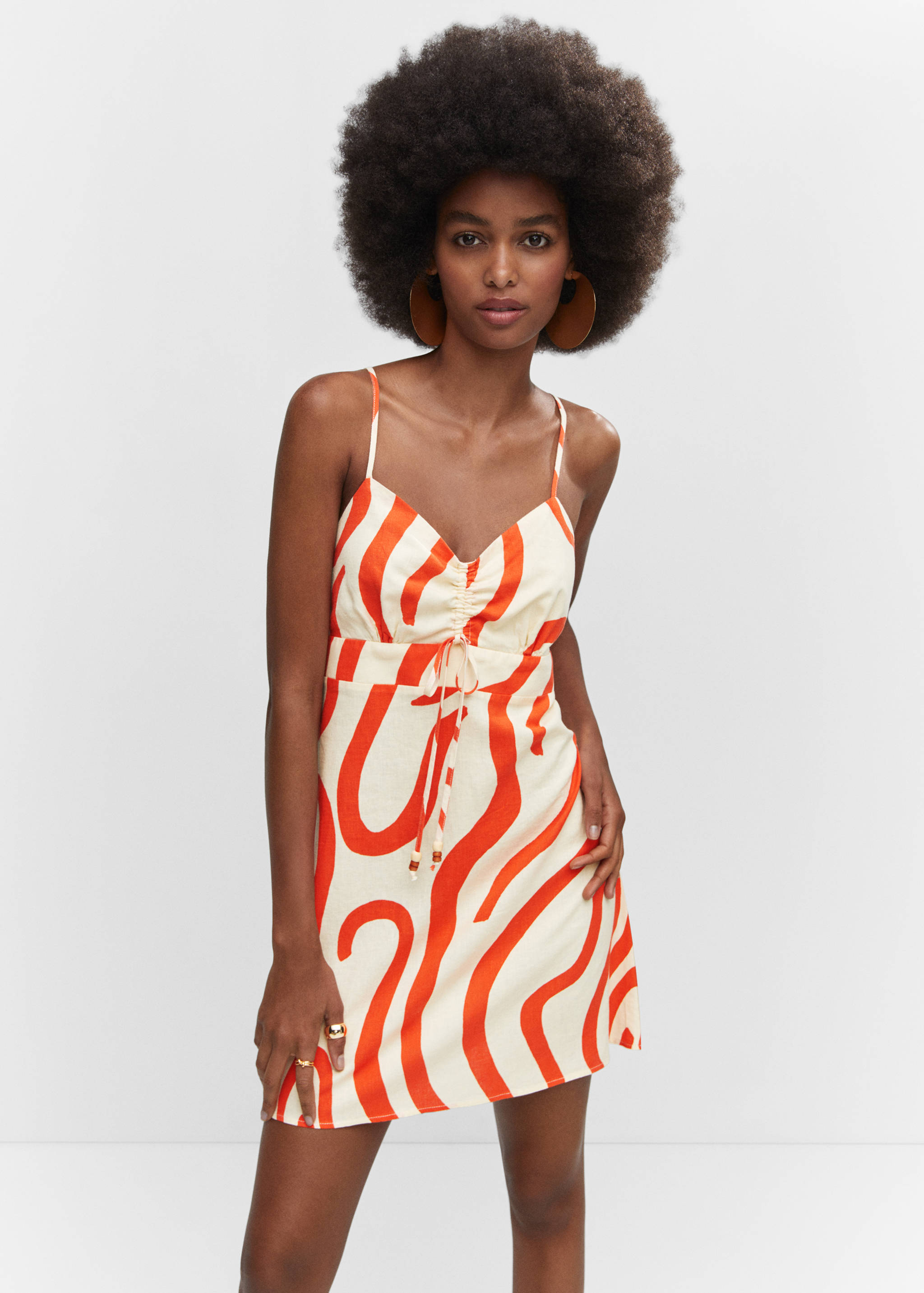 Floral print linen-blend dress - Medium plane