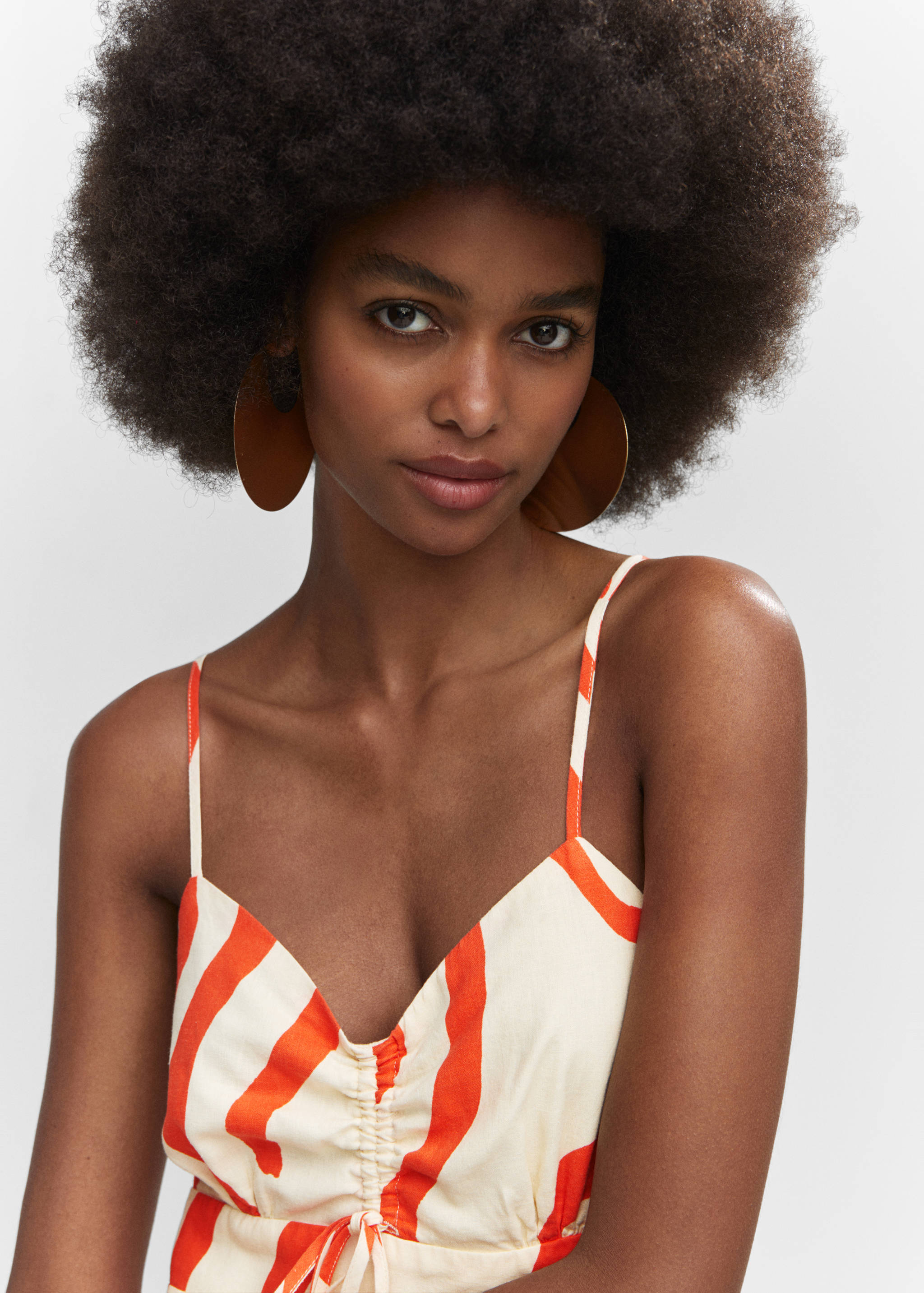 Floral print linen-blend dress - Details of the article 1