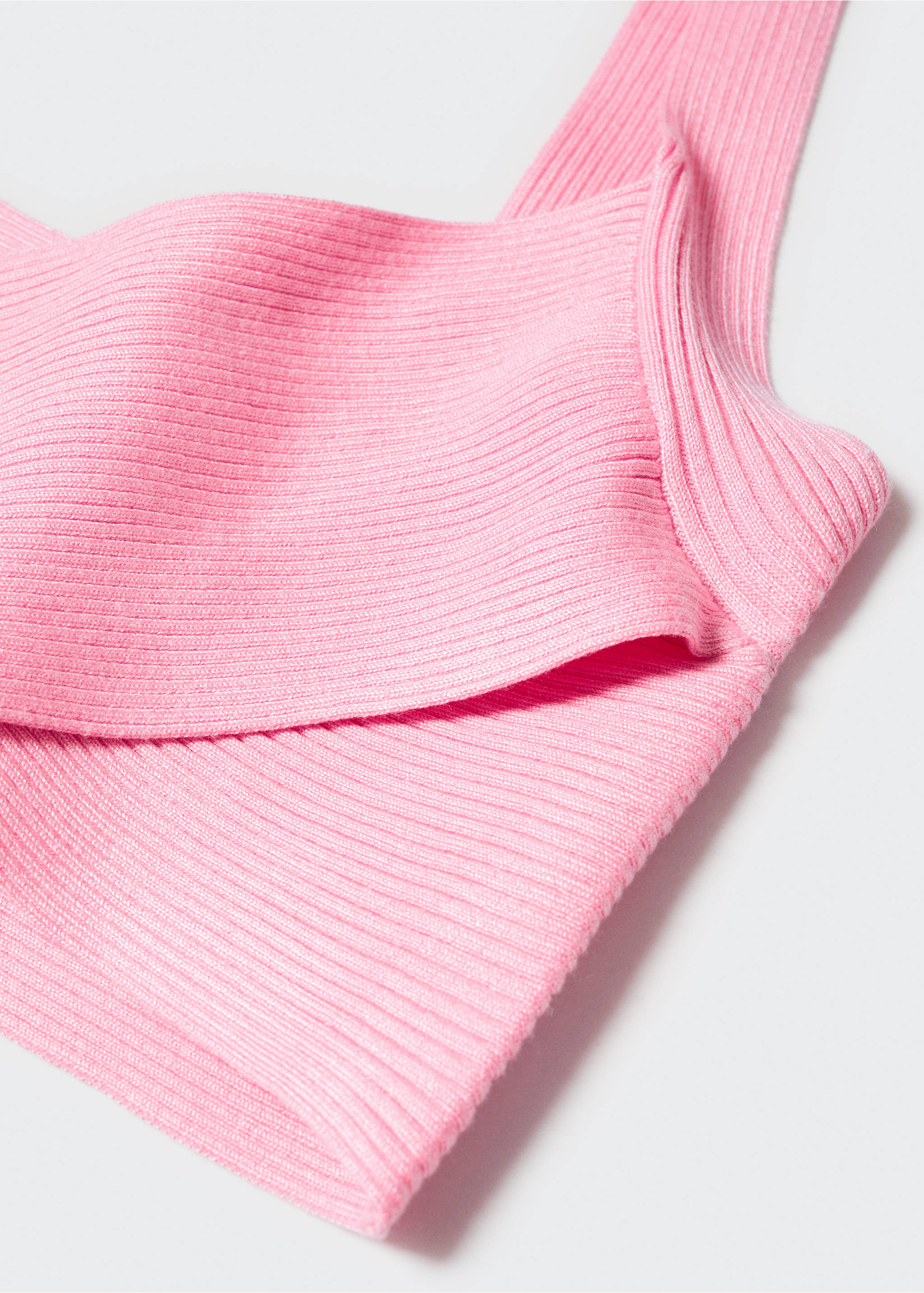 Knitted wrap top - Details of the article 8, Pastel Pink. Ref: 57000258-00.