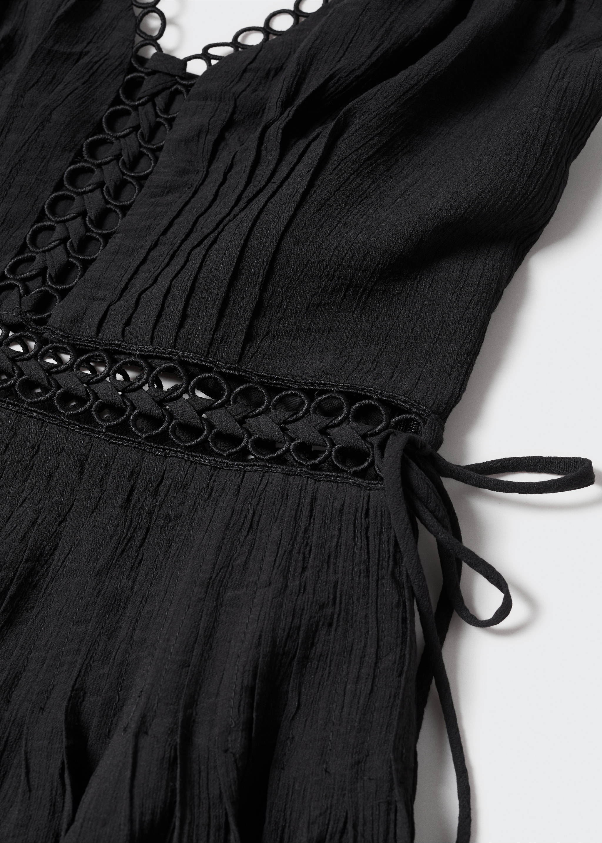 Openwork dress with double straps - Details of the article 8, Black. Ref: 57000271-00.