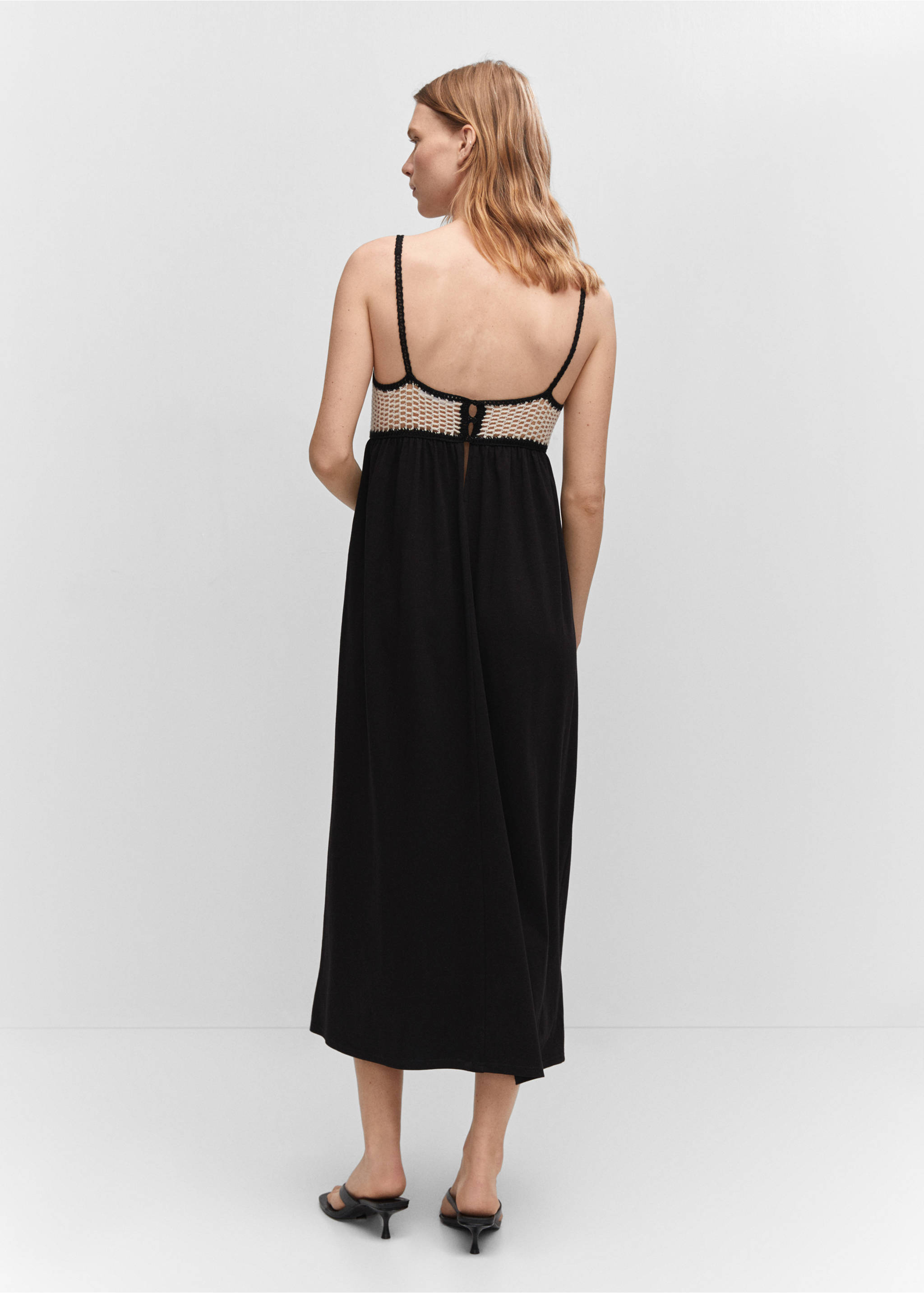 Crochet panel dress - Reverse of the article, Black. Ref: 57000272-00.