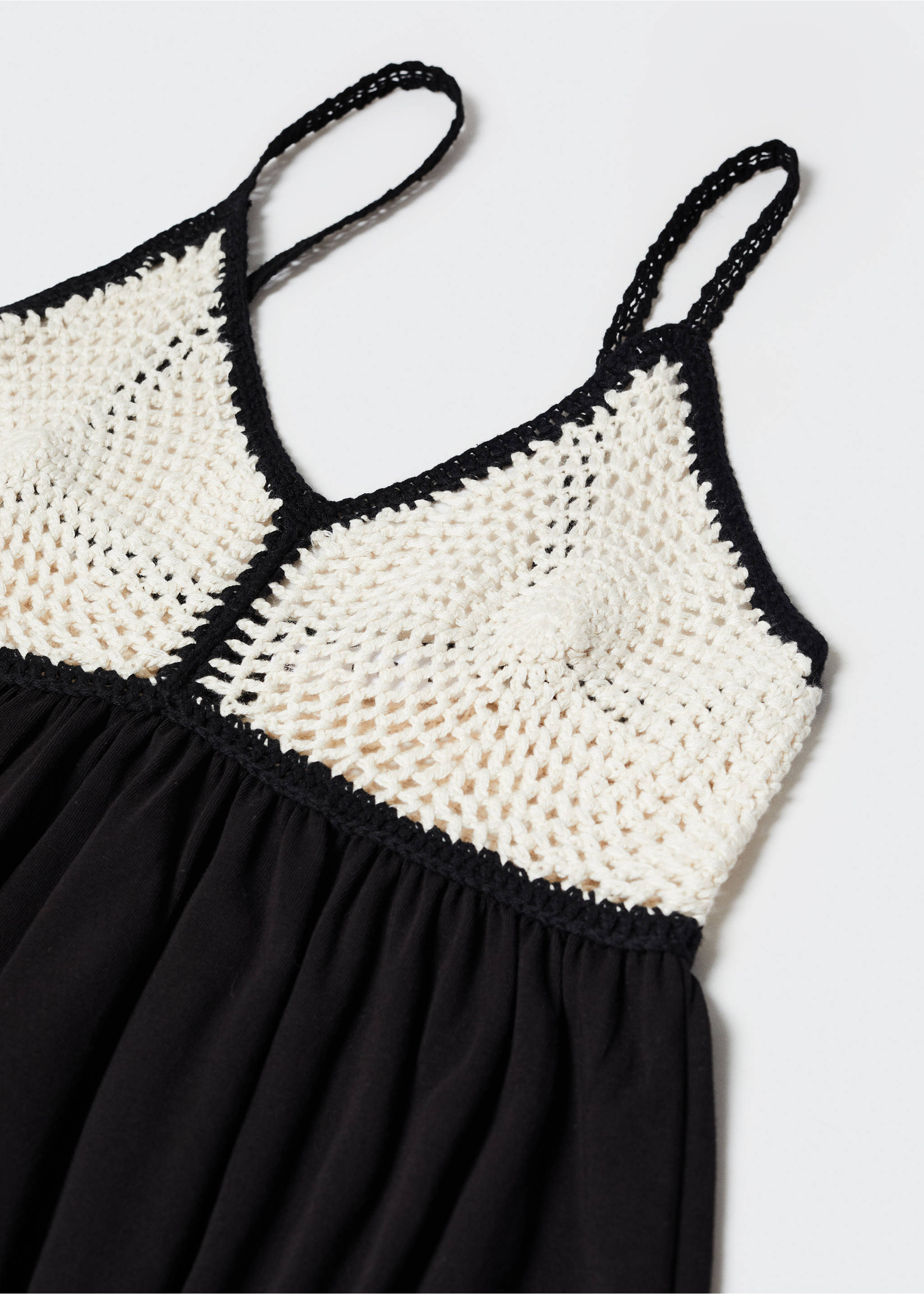Crochet panel dress - Details of the article 8, Black. Ref: 57000272-00.