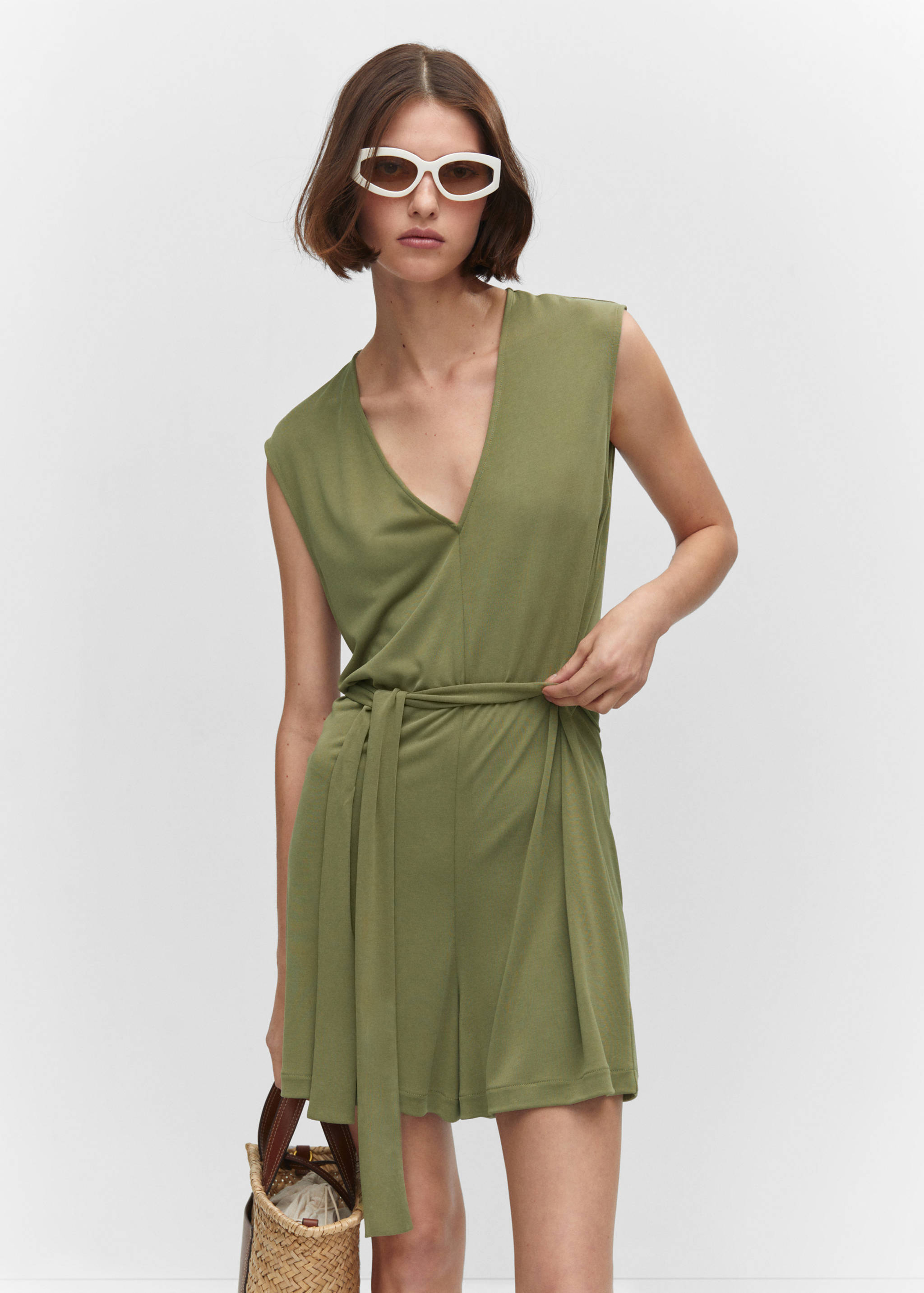 Modal jumpsuit with tie - Medium plane