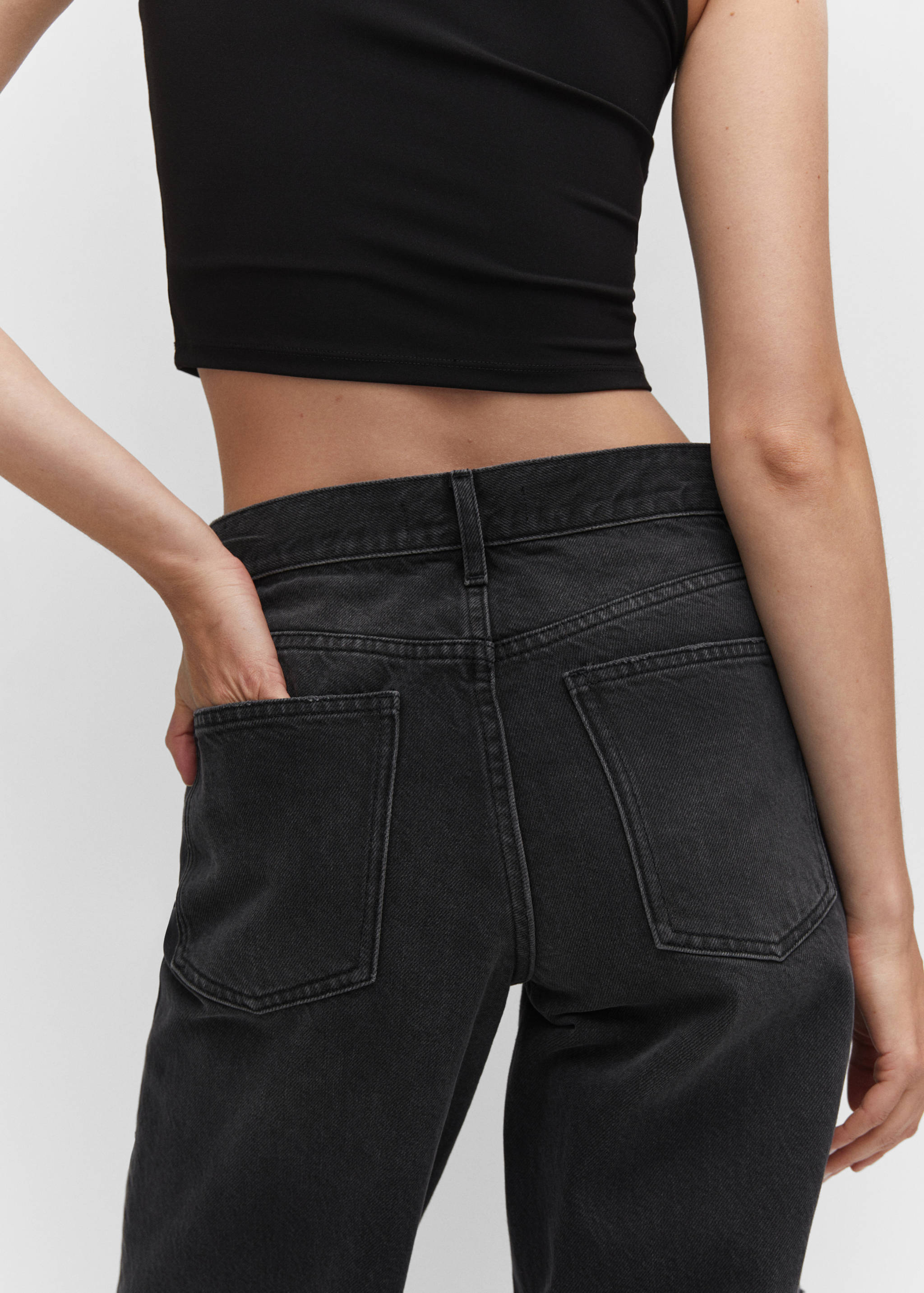 Decorative ripped wide leg jeans - Details of the article 6