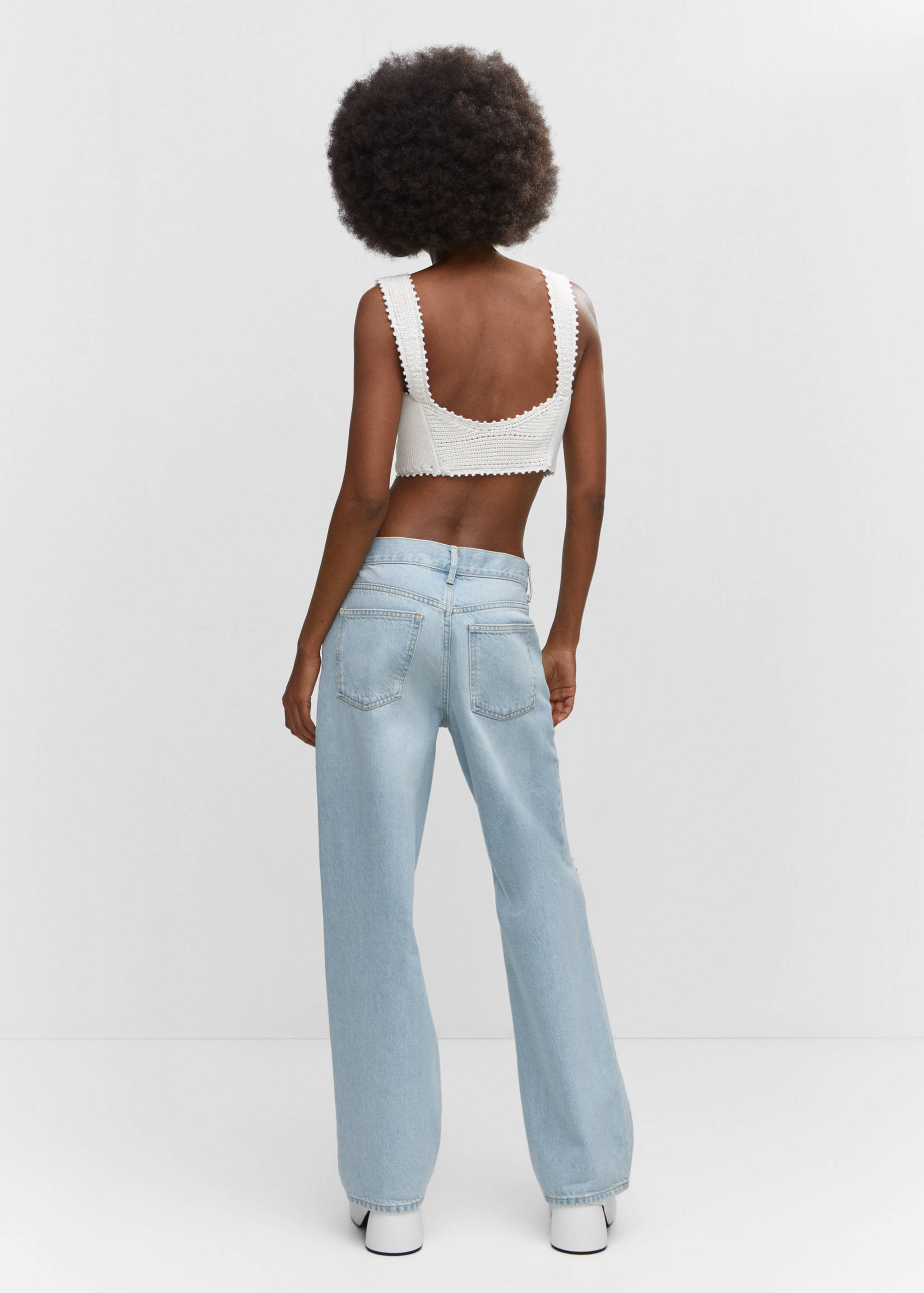 Decorative ripped wide leg jeans - Reverse of the article