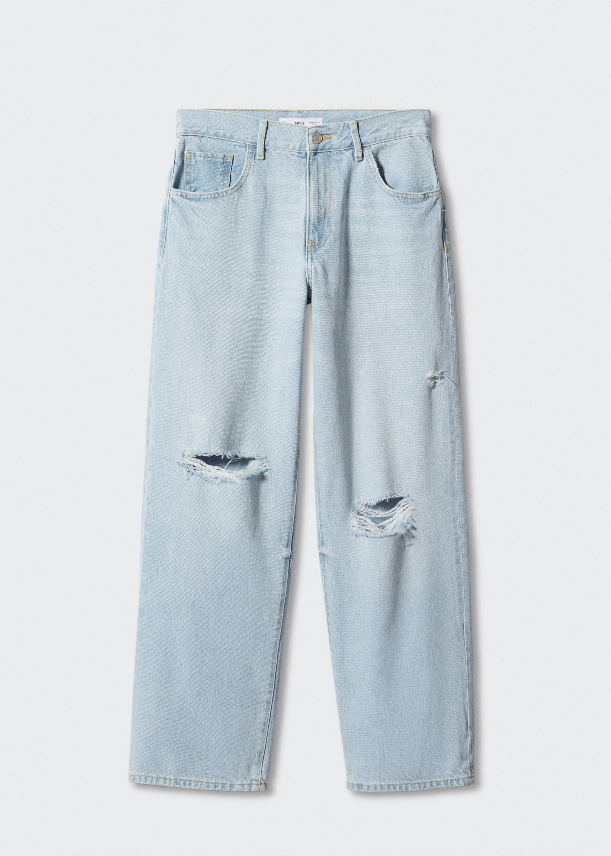 Decorative ripped wide leg jeans - Article without model, Light Blue. Ref: 57000342-00.