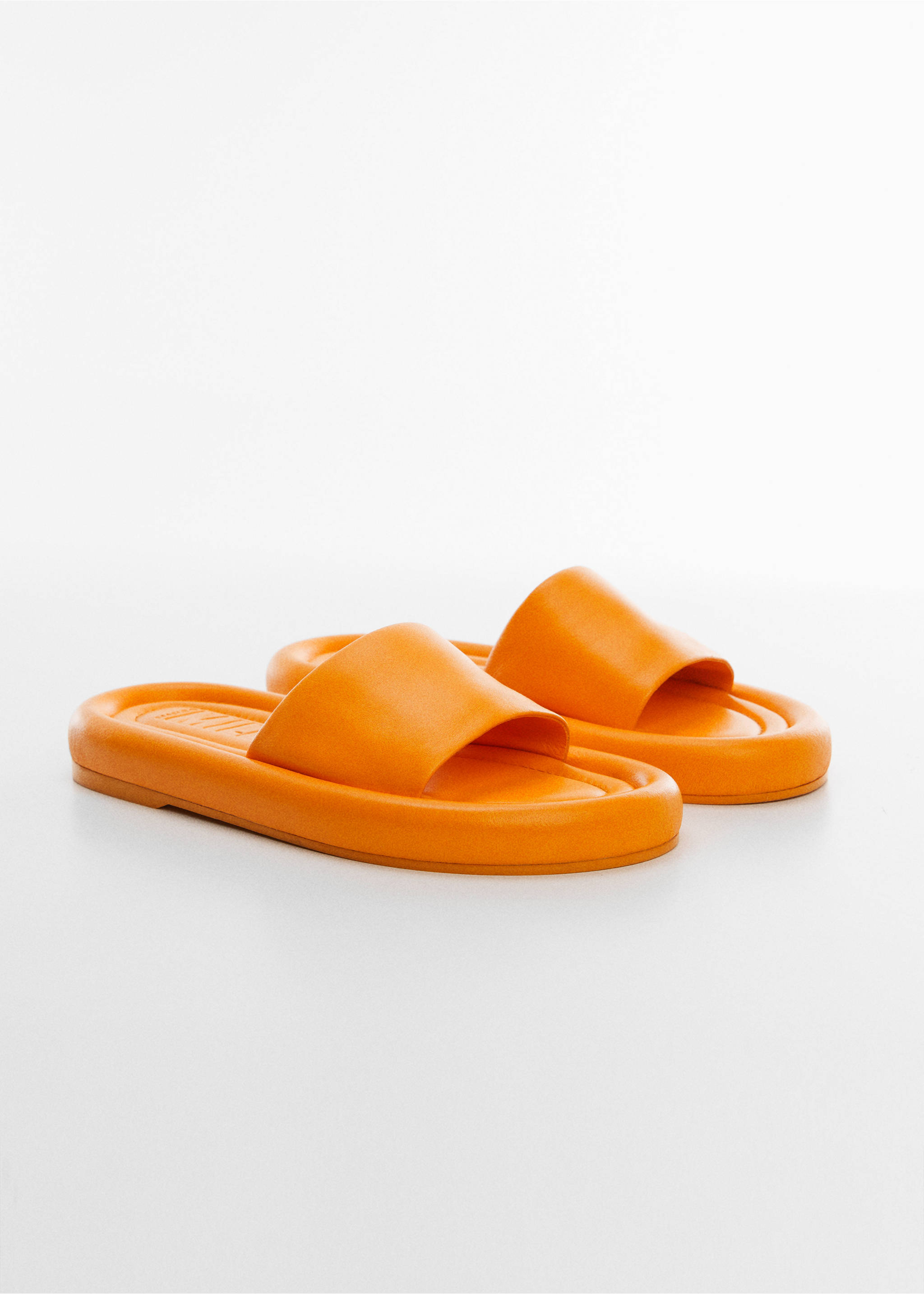 Leather sandals with a wide strap - Medium plane, Yellow. Ref: 57000345-00.