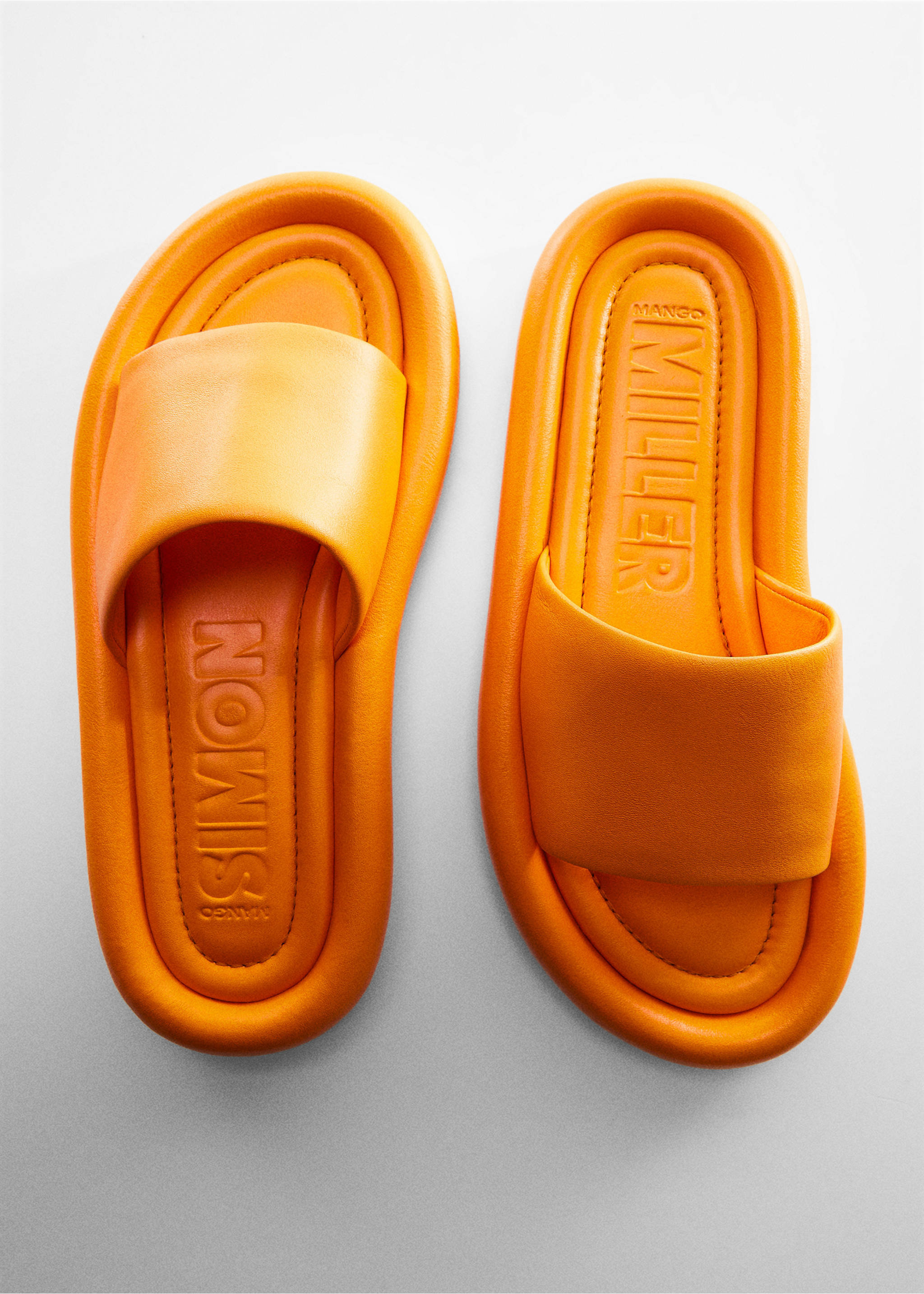 Leather sandals with a wide strap - Details of the article 5, Yellow. Ref: 57000345-00.
