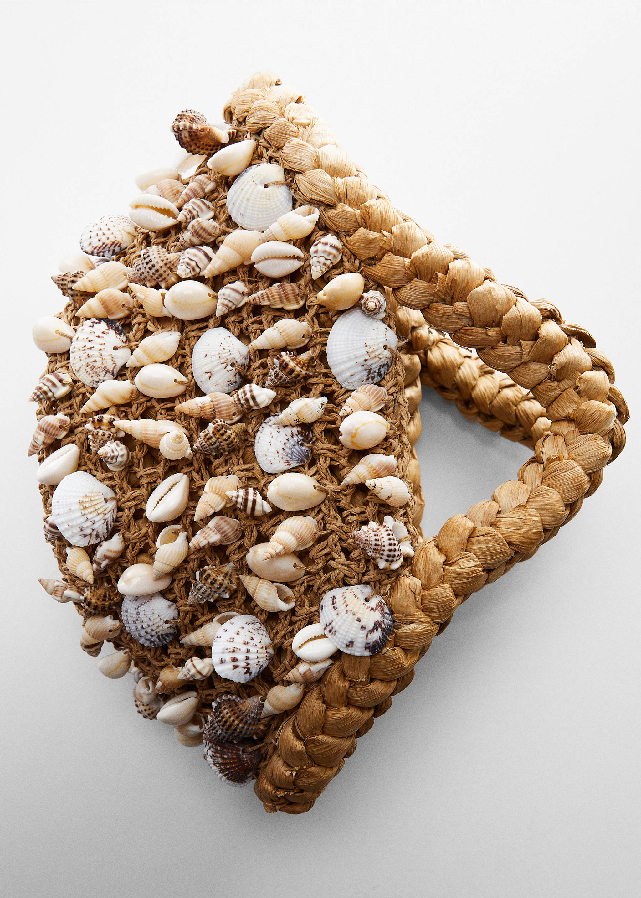 Mini tote bag with shell - Details of the article 5, Beige. Ref: 57000351-00.