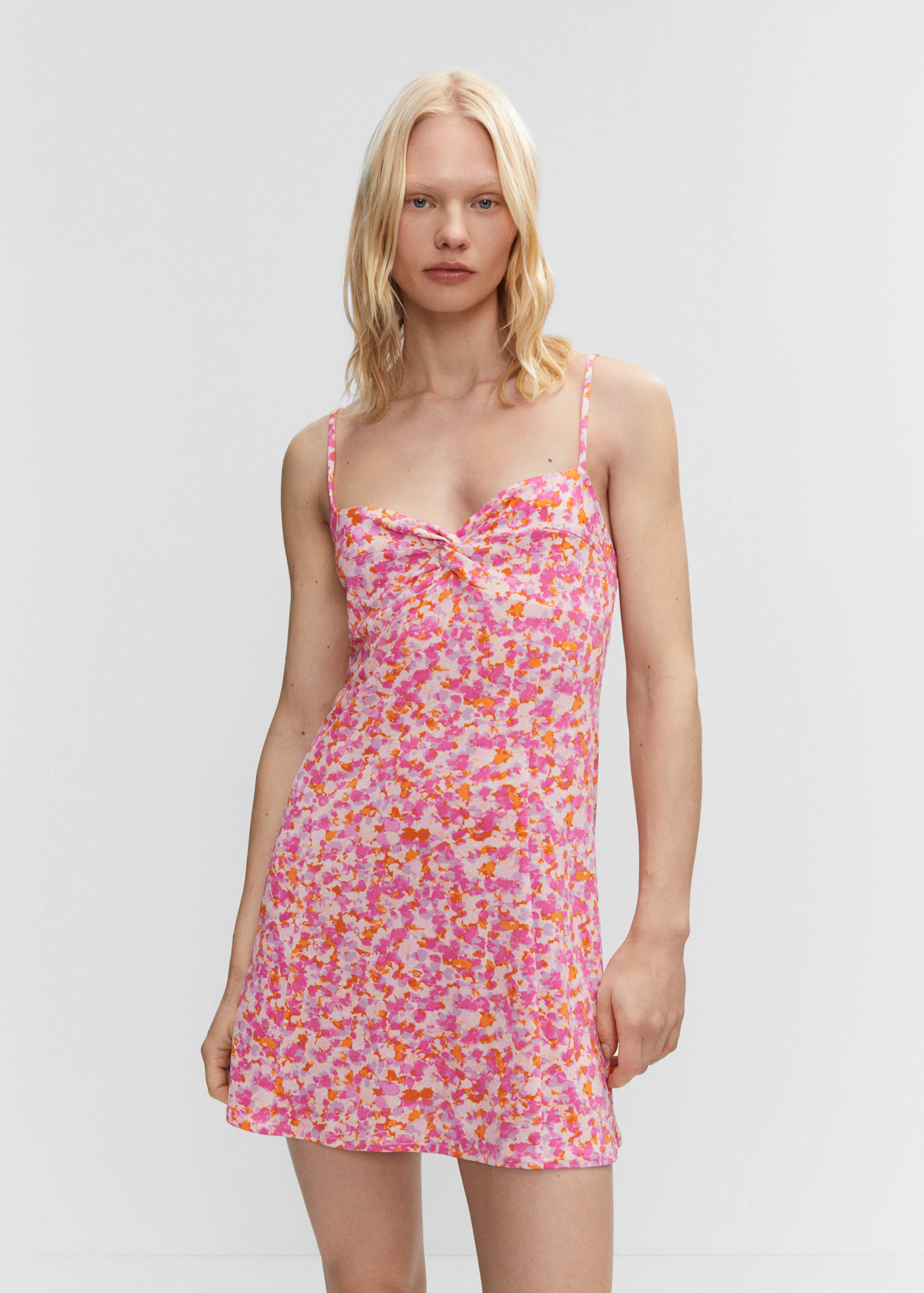 Vestido estampado corto - Plano medio