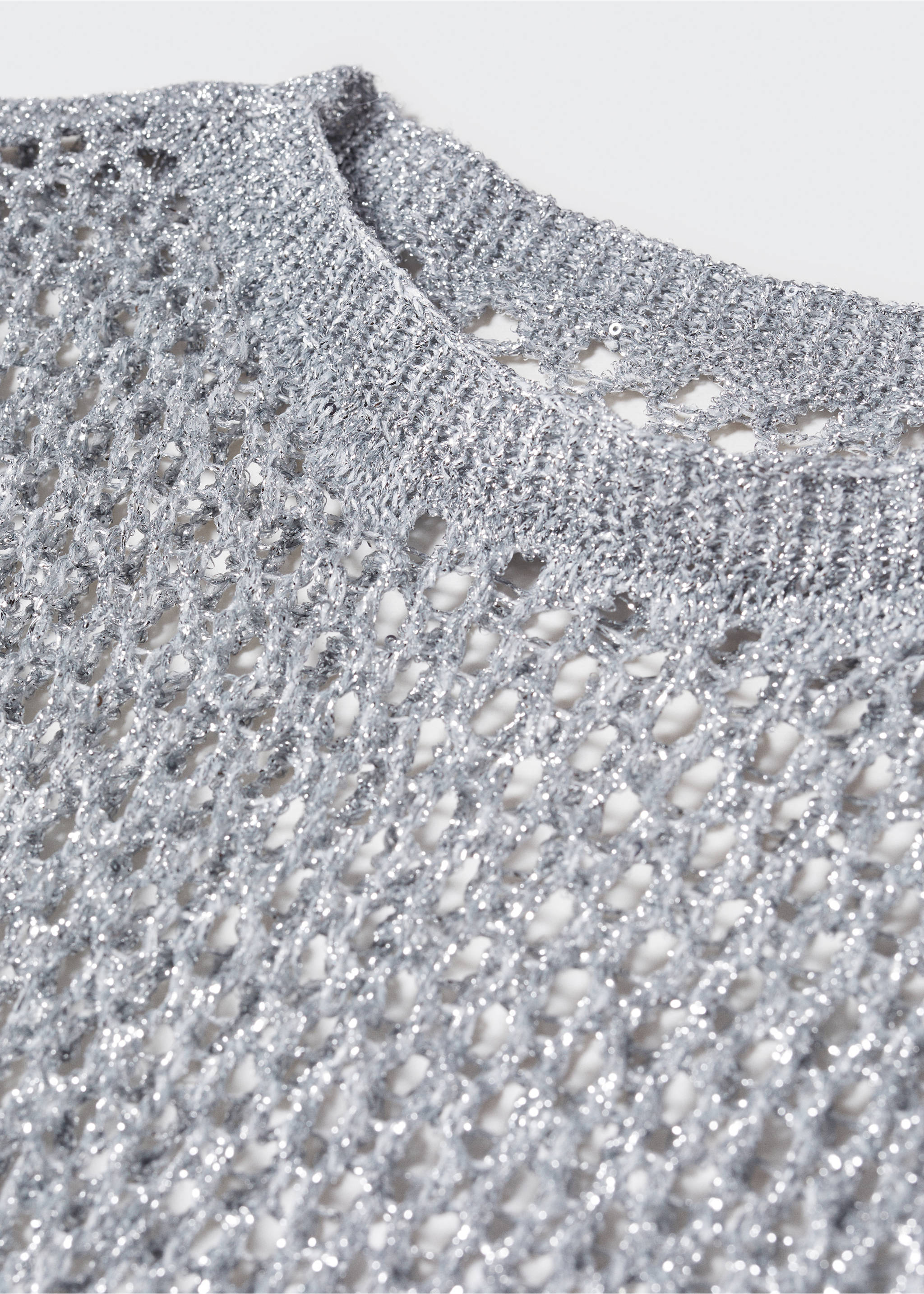 Metallic mesh dress - Details of the article 8, Silver. Ref: 57000400-00.