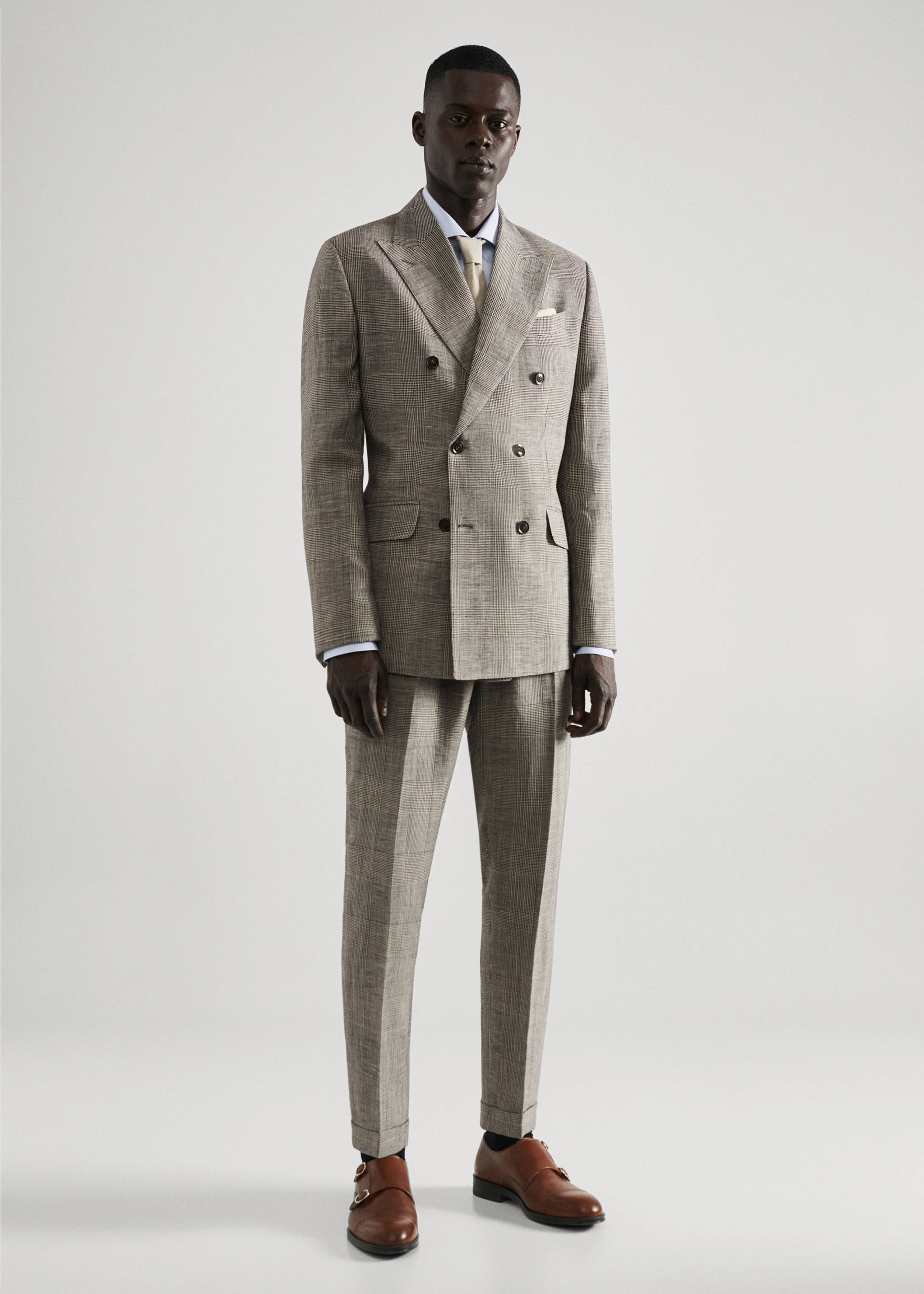 Americana traje lino cuadro - Plano general