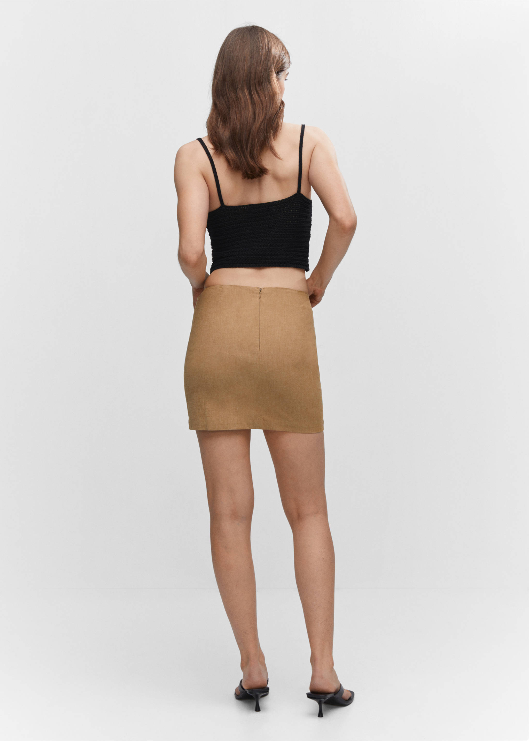 Ruched details skirt - Reverse of the article, Sand. Ref: 57000451-00.