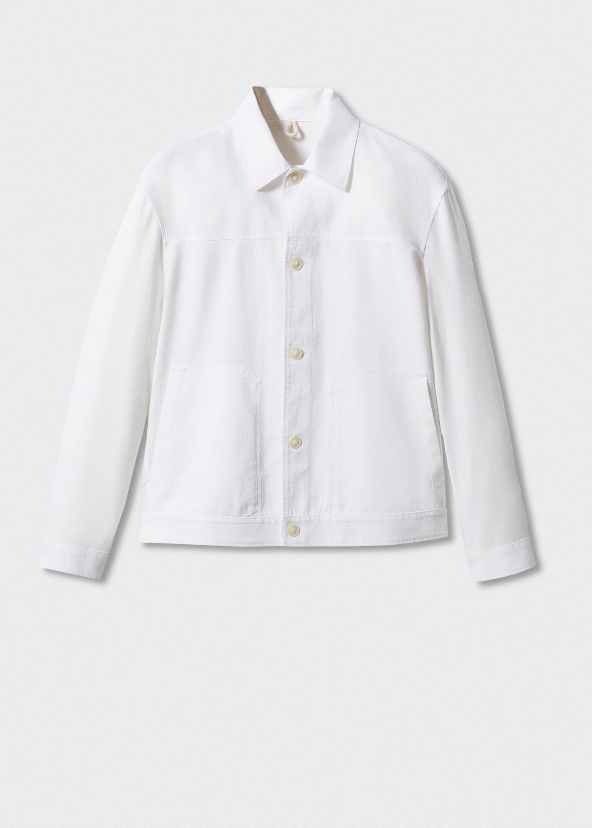 Linen cotton overshirt with pockets - Article without model, White. Ref: 57000556-00.