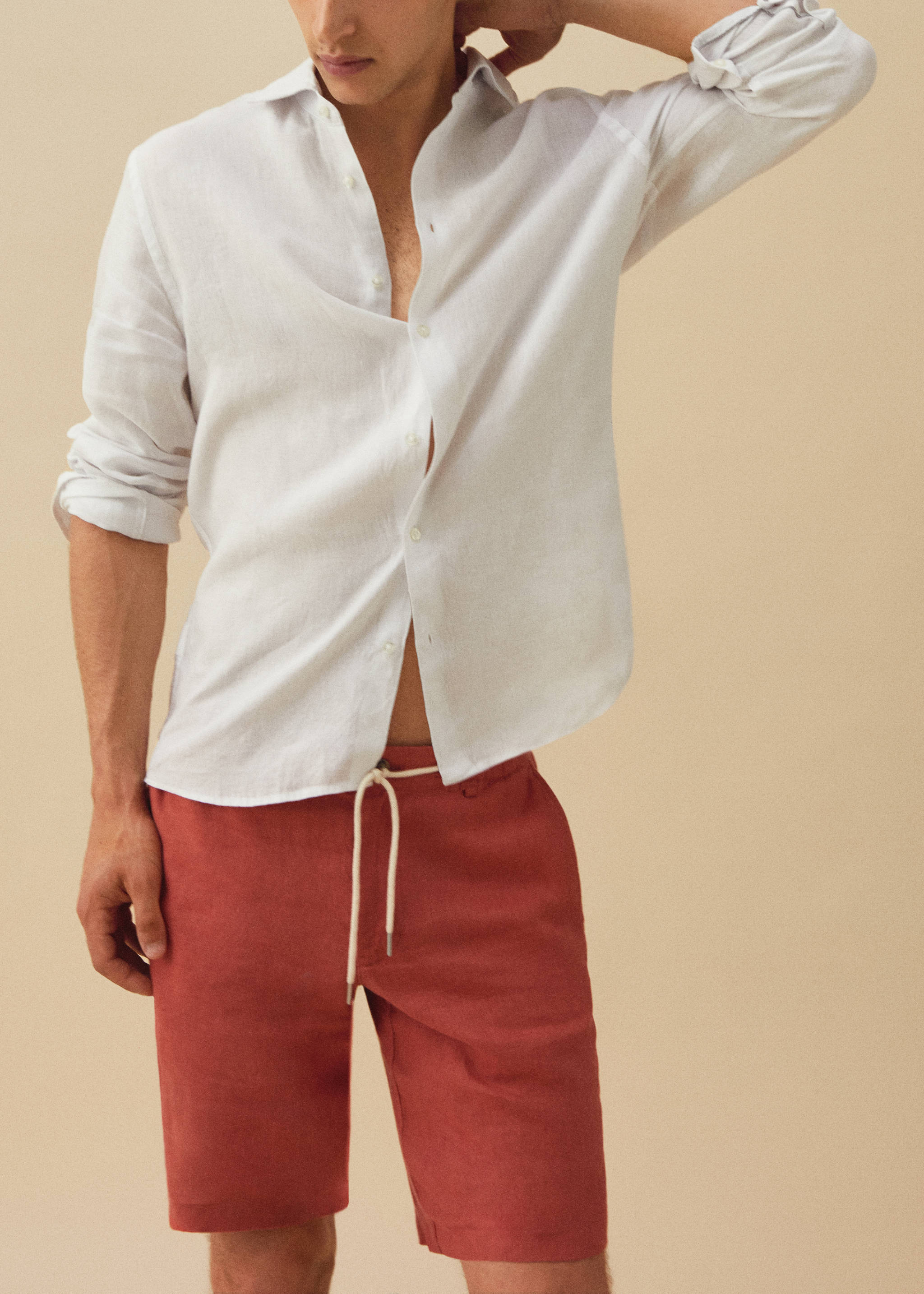 100% linen bermuda shorts with drawstring - Details of the article 5