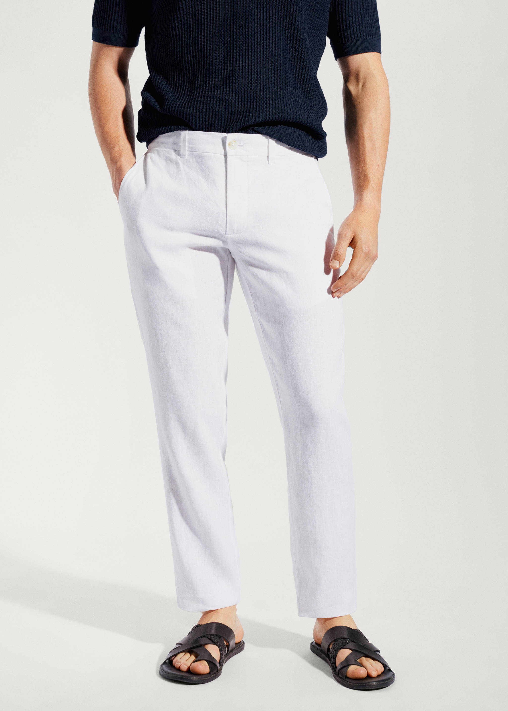 Slim-fit 100% linen pants - Medium plane