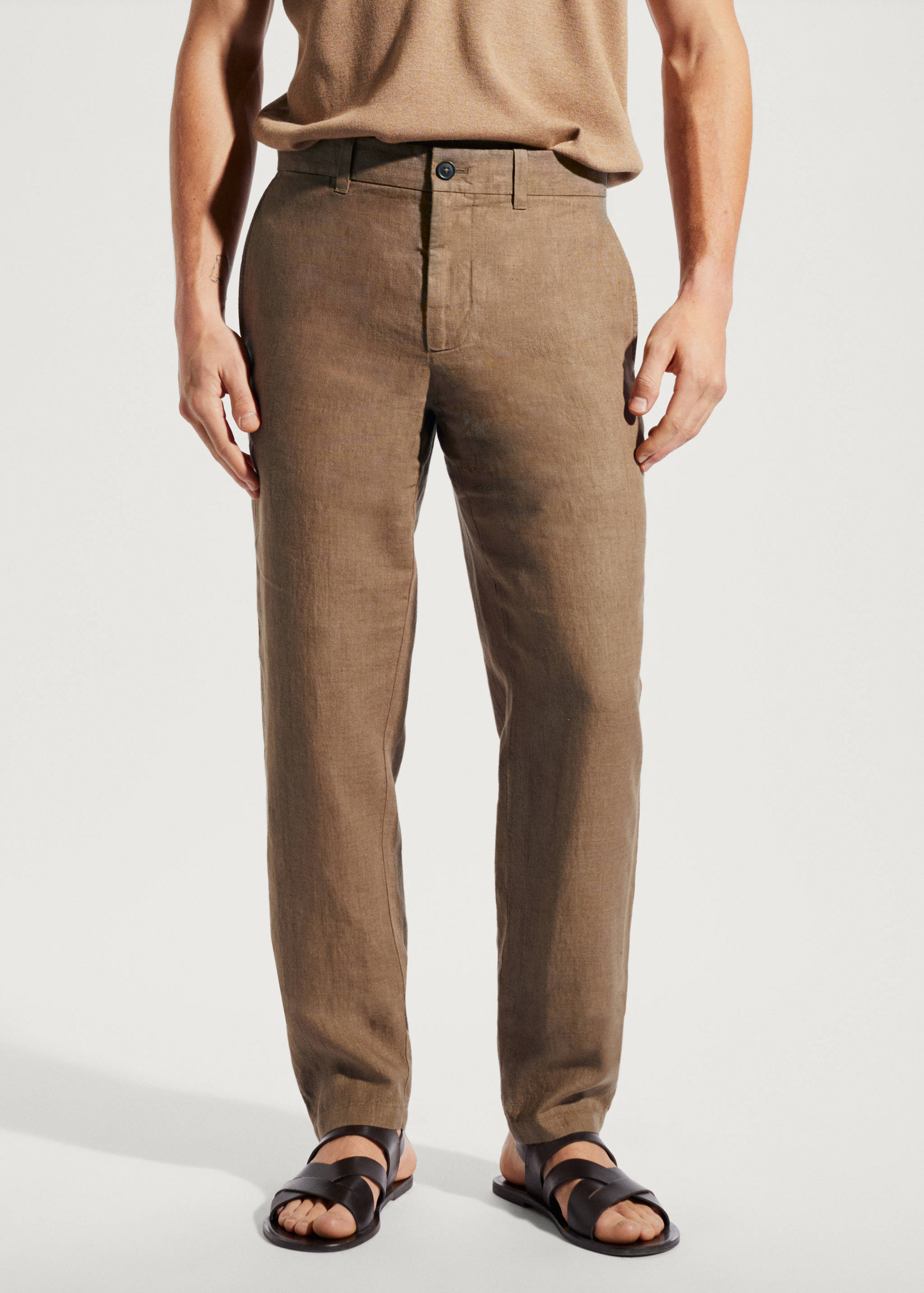Slim-fit 100% linen pants - Medium plane