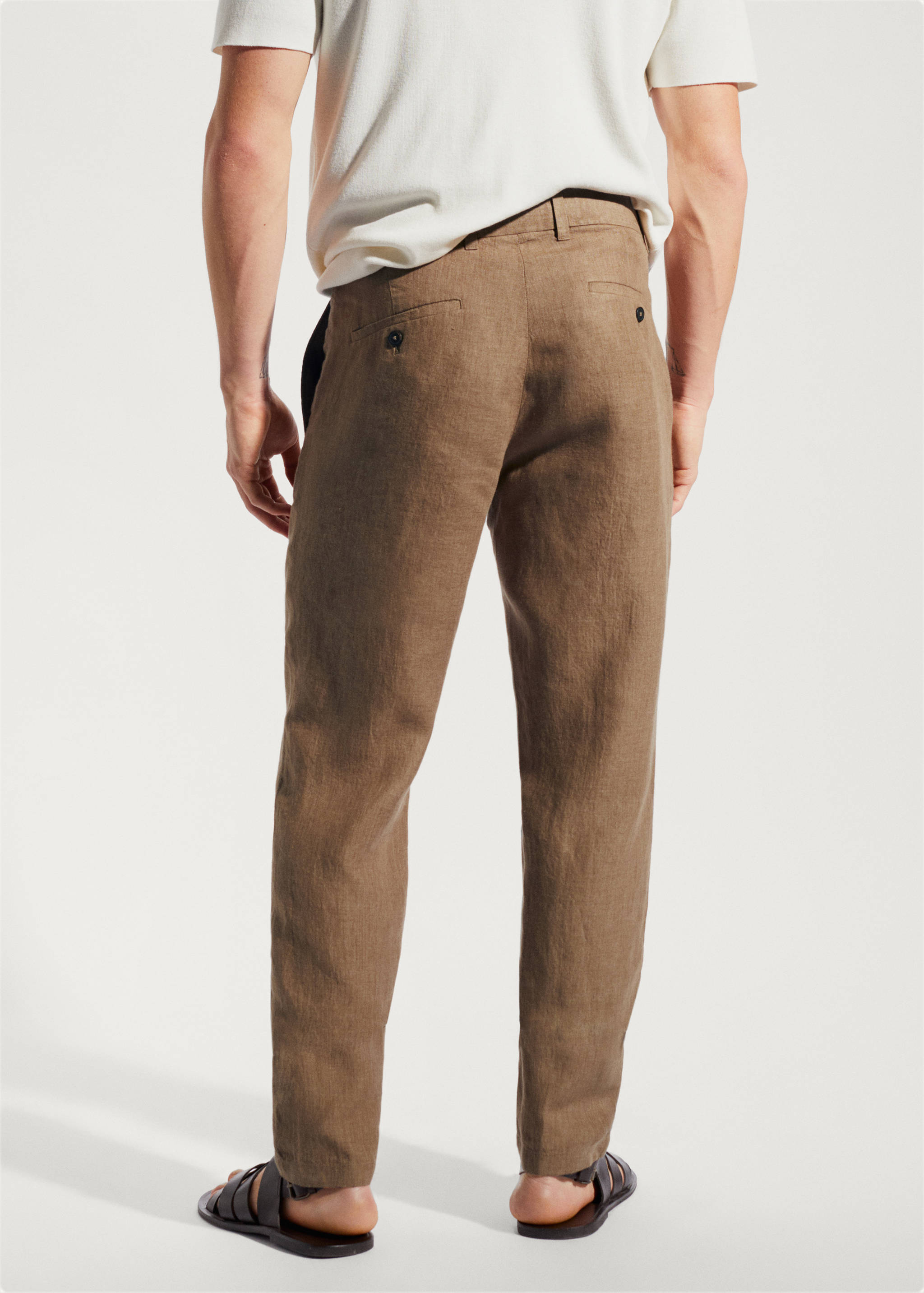 Slim-fit 100% linen pants - Reverse of the article