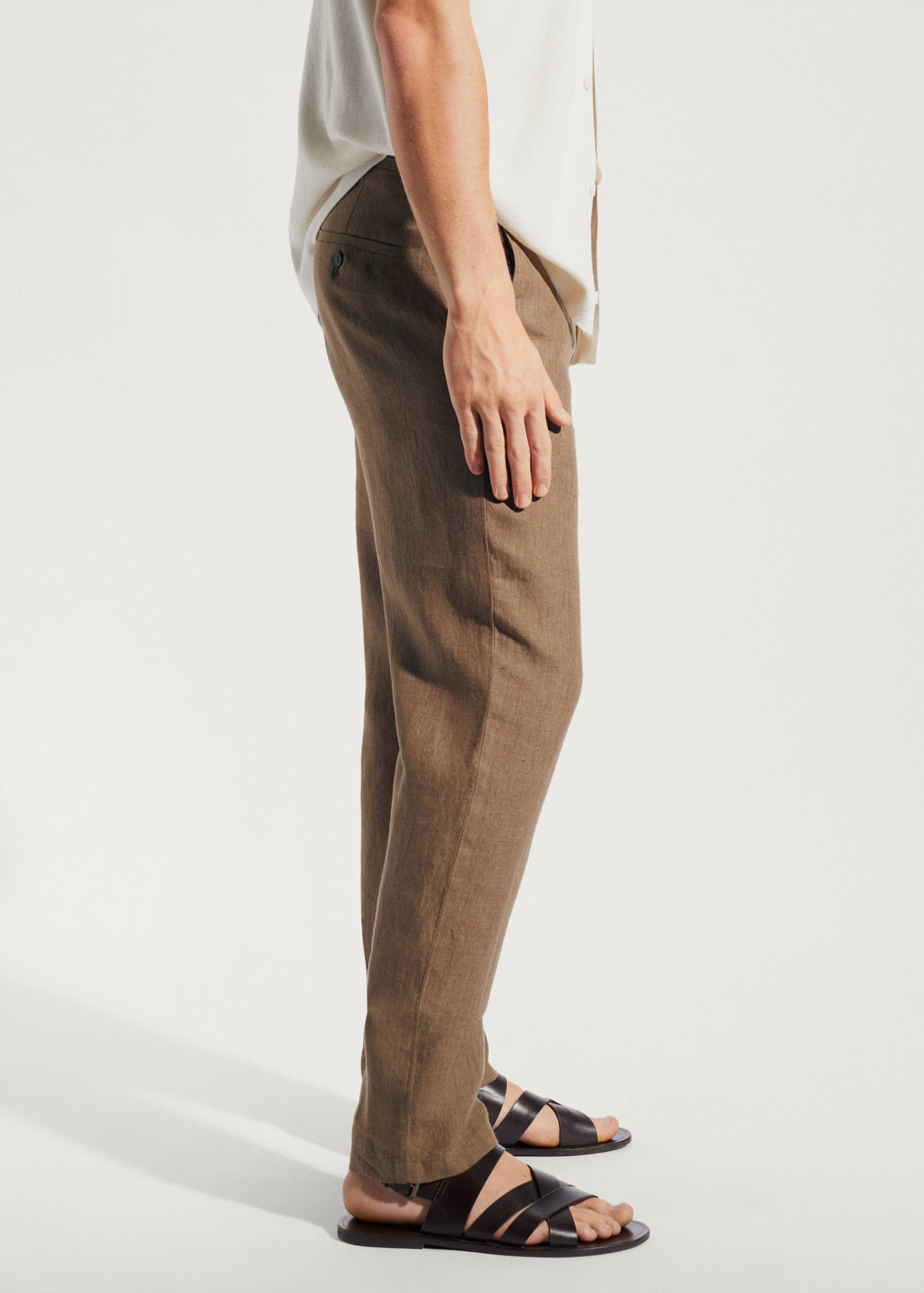 Slim-fit 100% linen pants - Details of the article 4