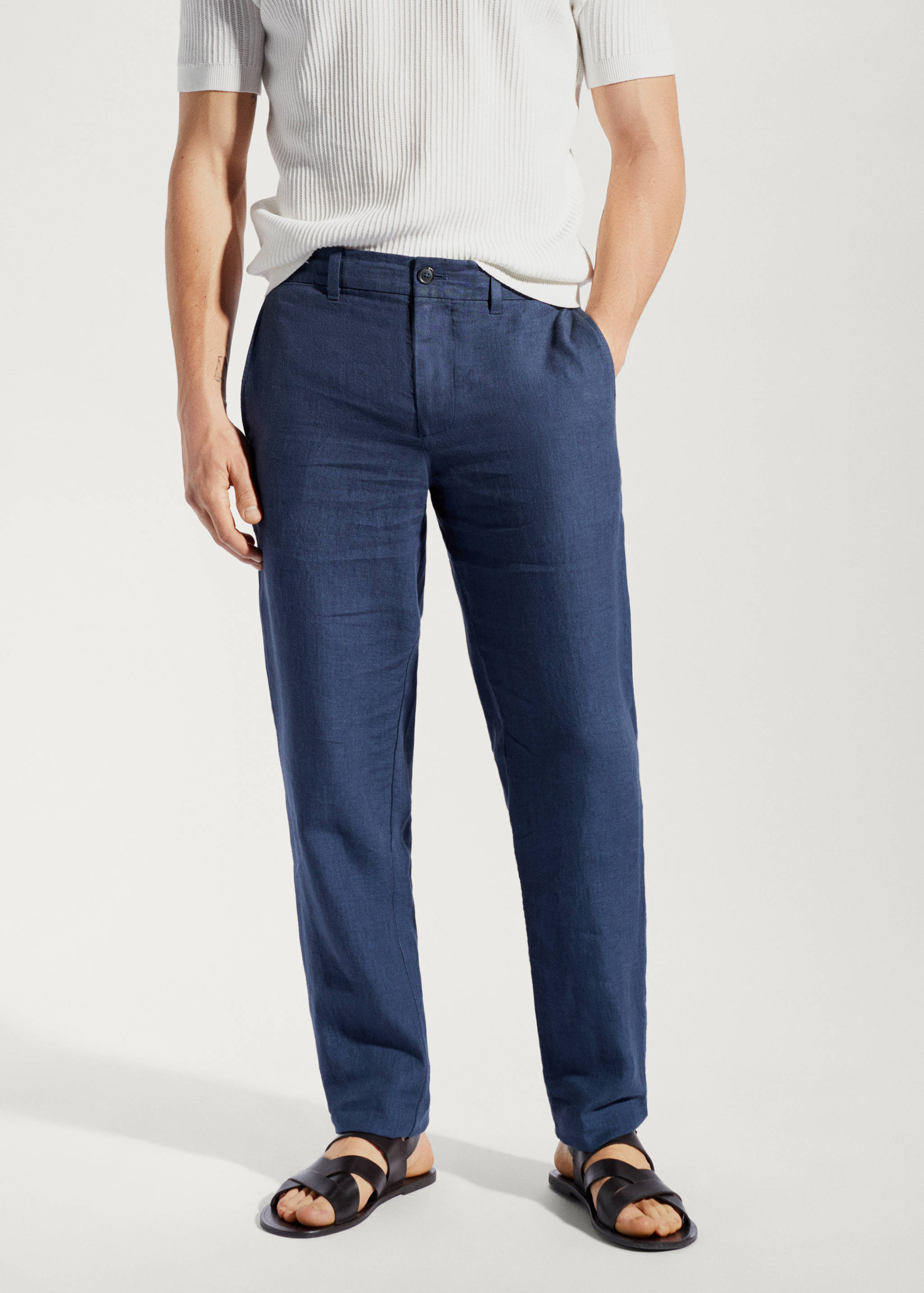Slim-fit 100% linen pants - Medium plane