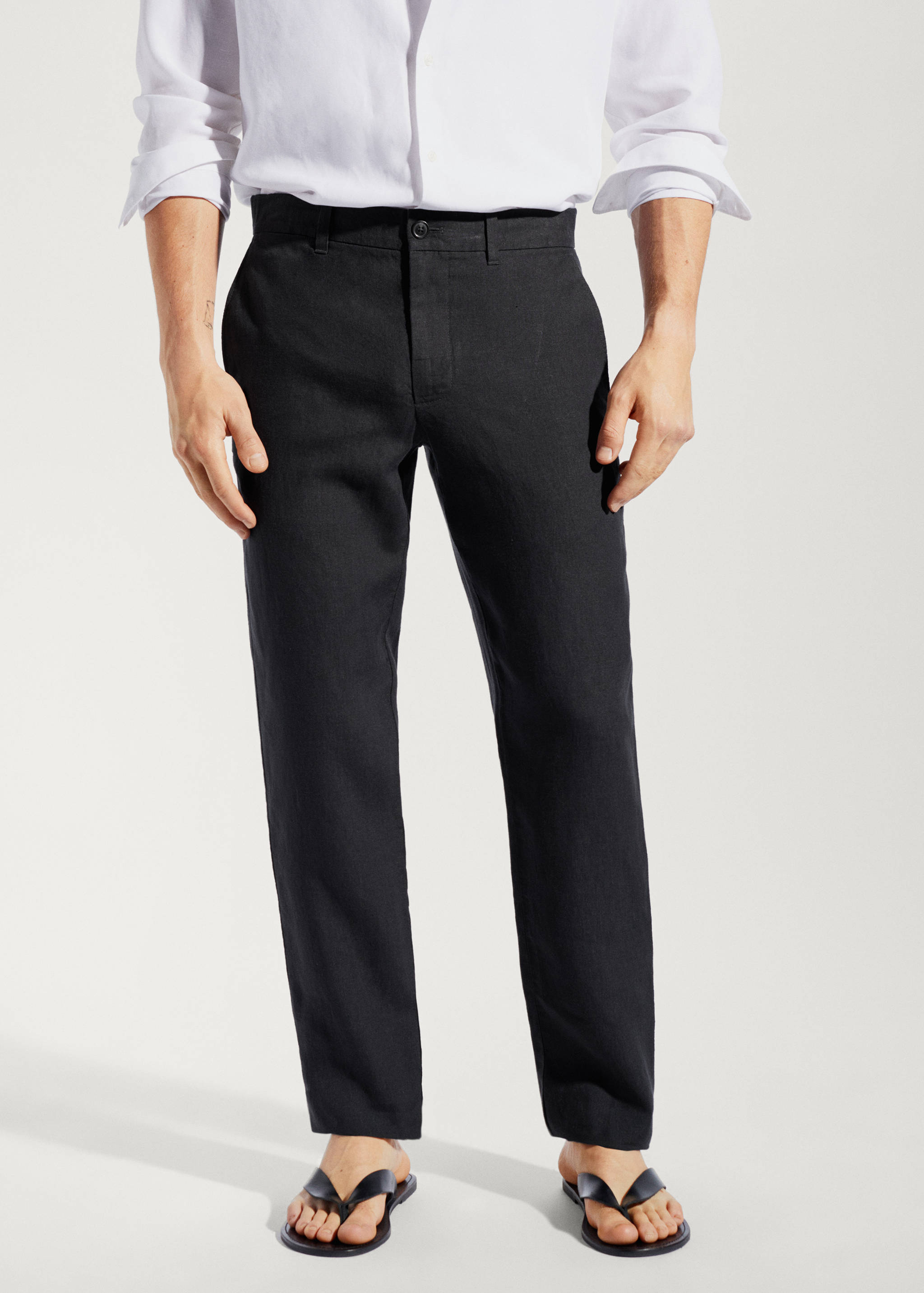 Slim-fit 100% linen pants - Medium plane