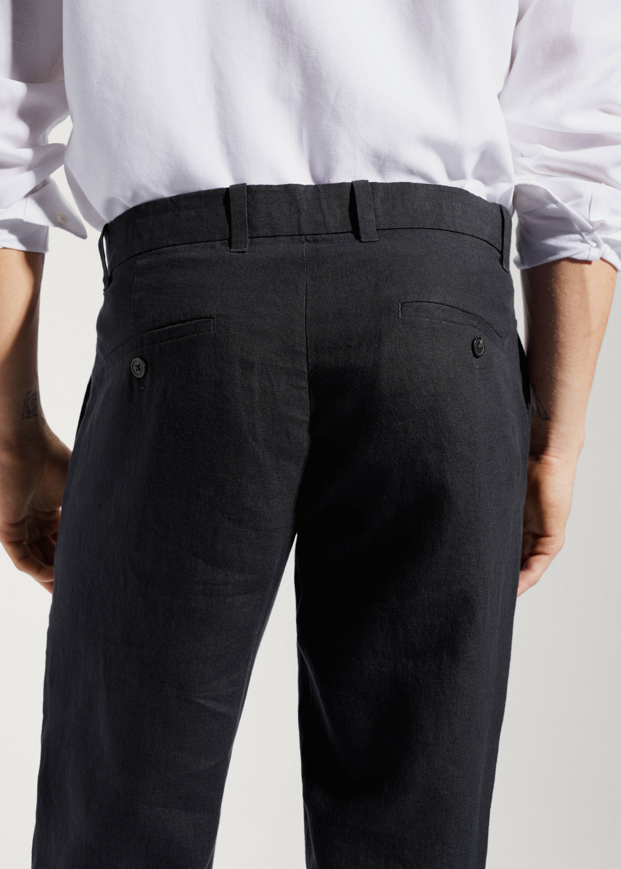 Slim-fit 100% linen pants - Details of the article 6