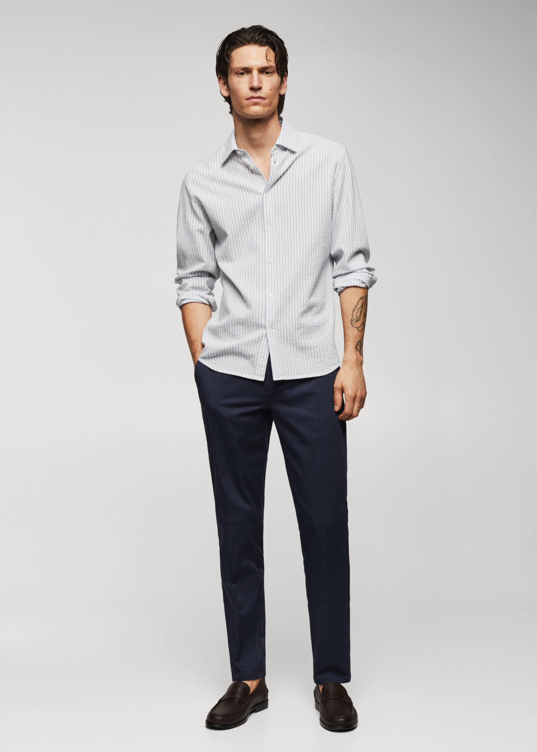 Camicia 100% cotone seersucker righe - Piano generale