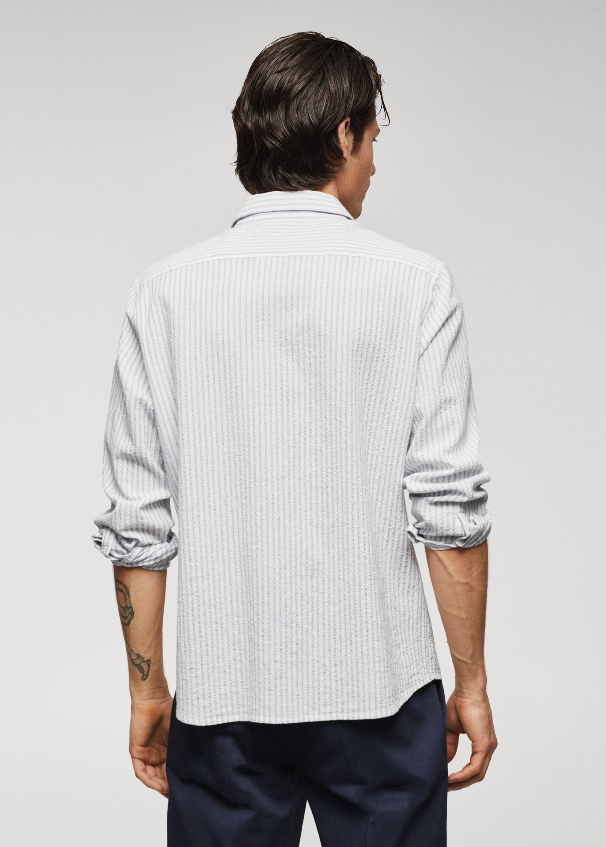 Camicia 100% cotone seersucker righe - Retro dell'articolo