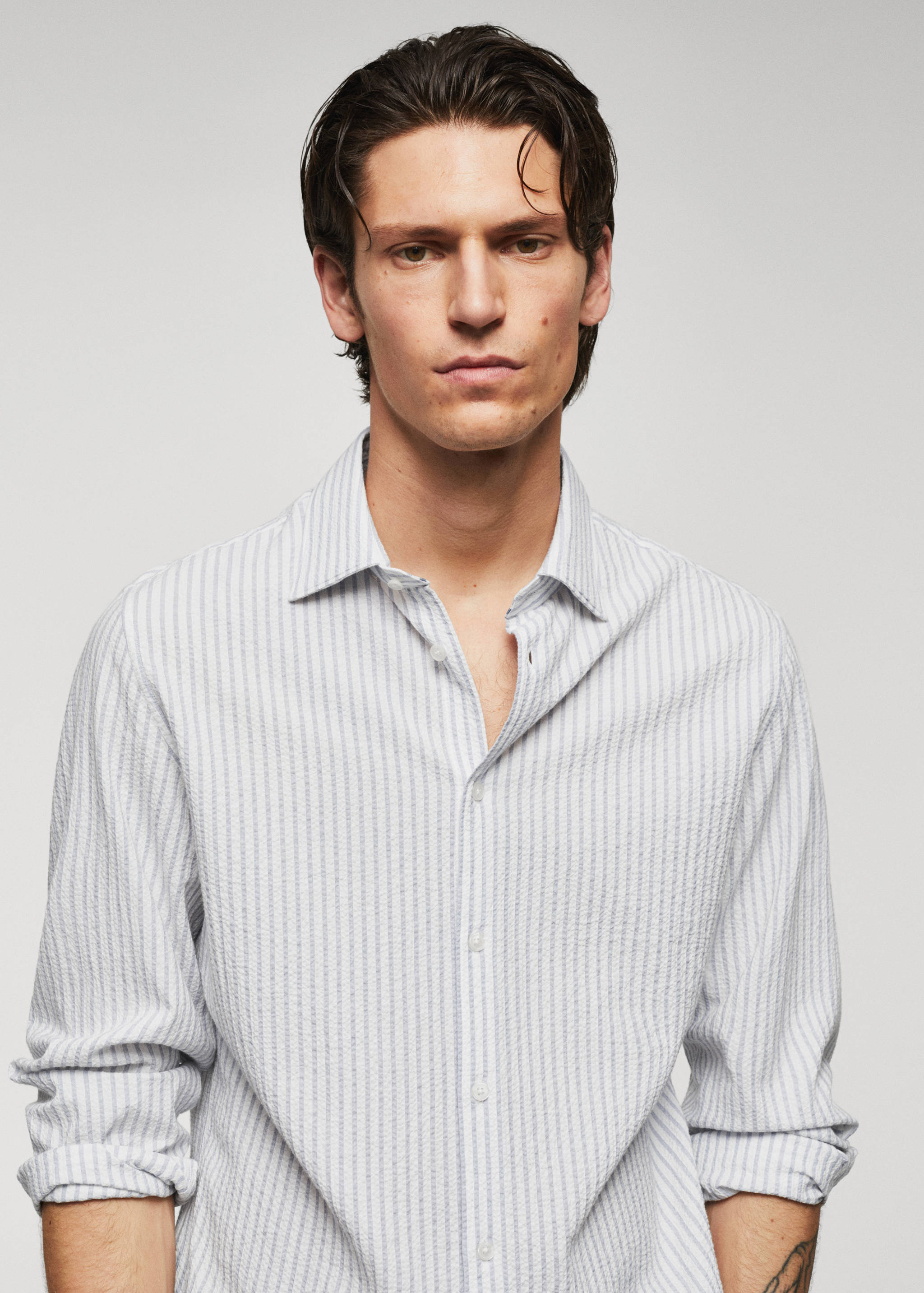 Camicia 100% cotone seersucker righe - Dettaglio dell'articolo 1