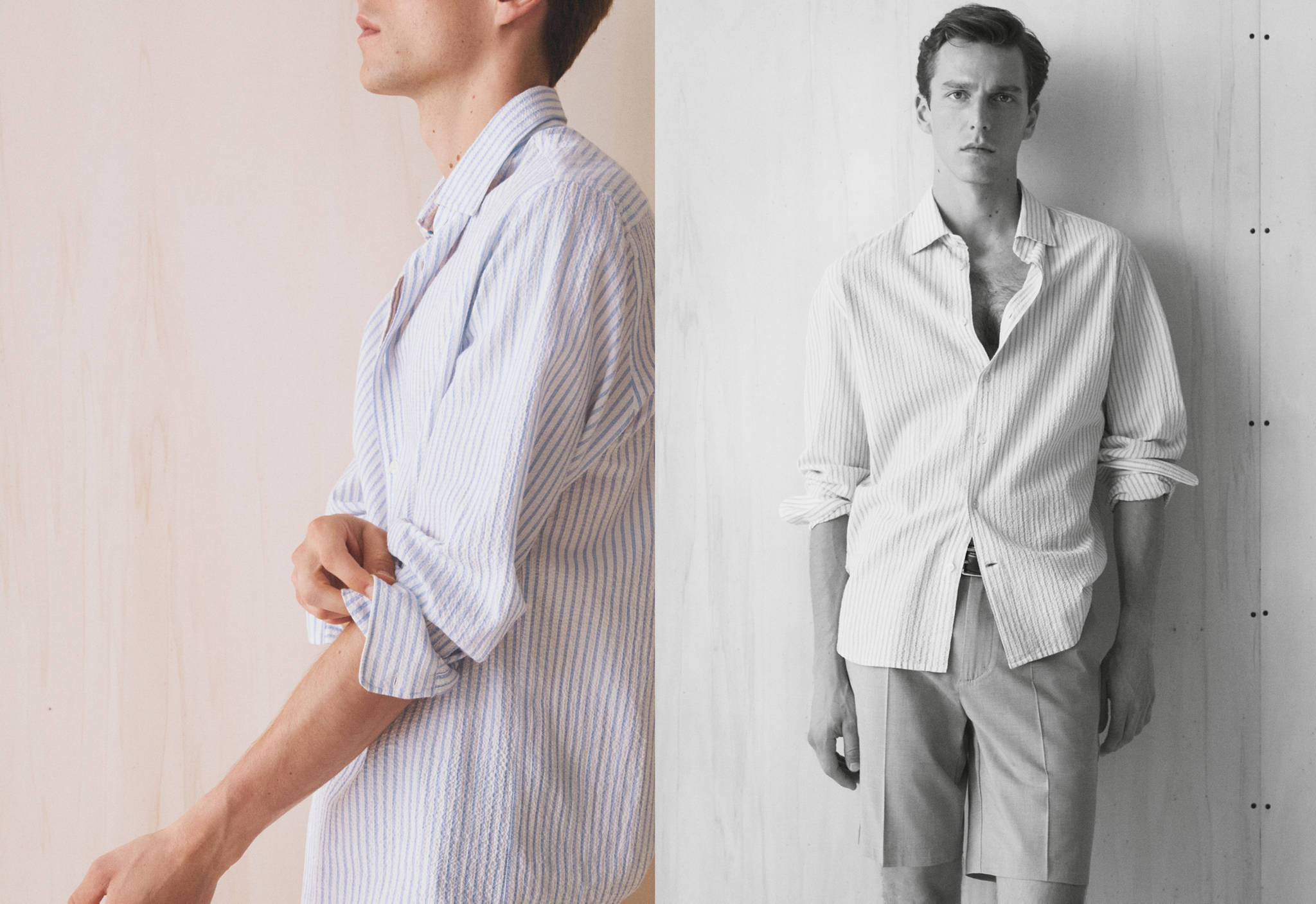 100% cotton seersucker striped shirt - Panoramic plane