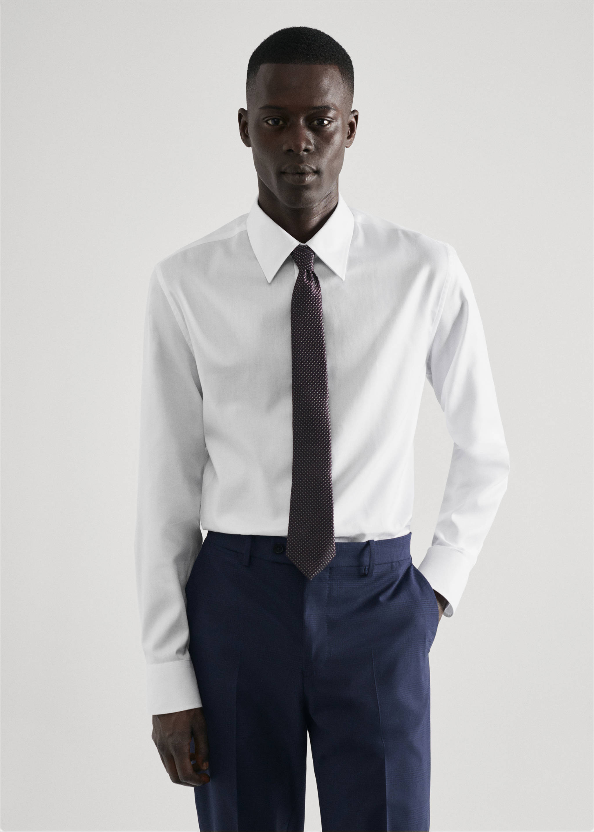 Regular-fit structured suit shirt - Medium plane, White. Ref: 57000712-00.