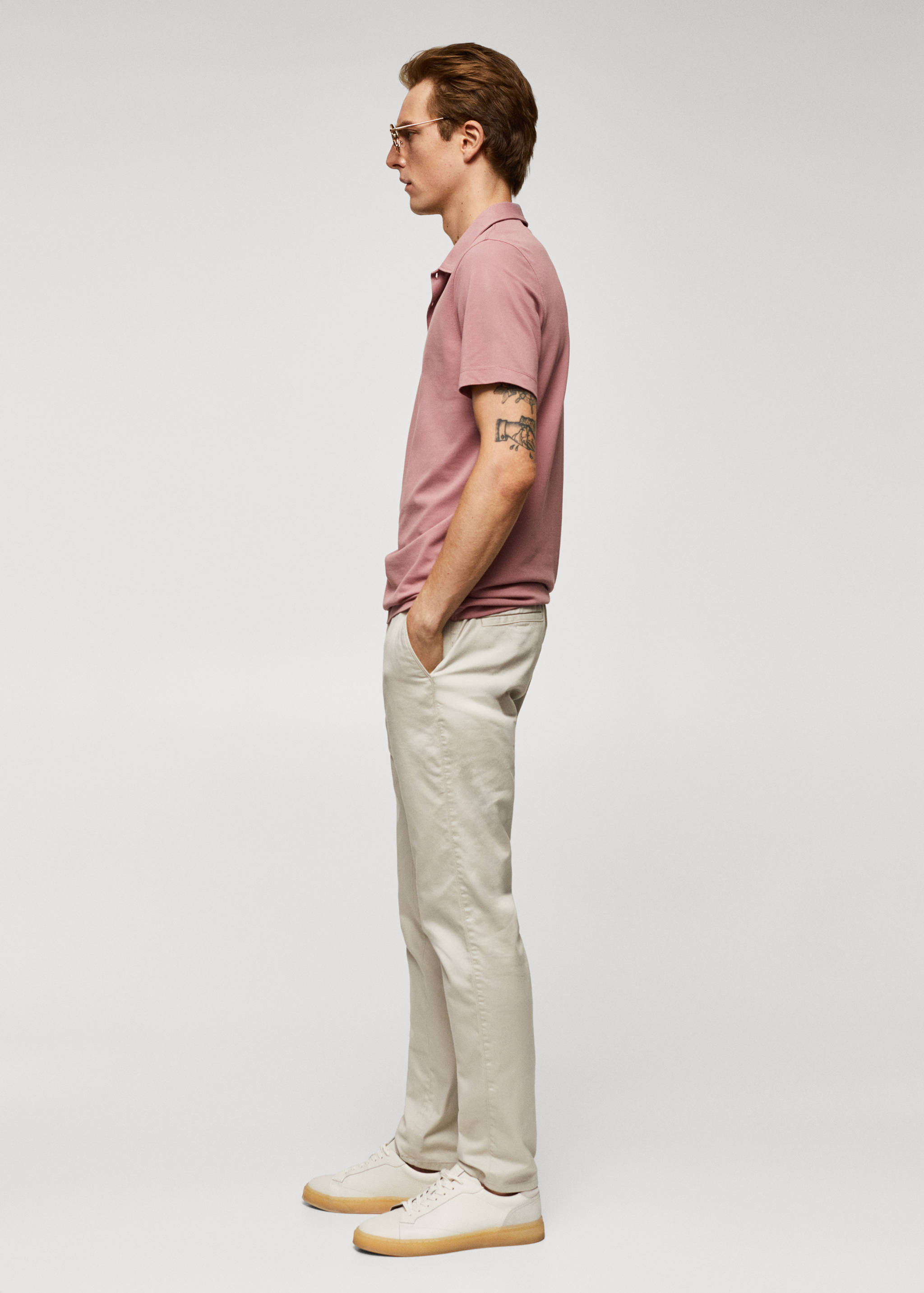 Slim-fit cotton piqué textured polo shirt - Details of the article 2