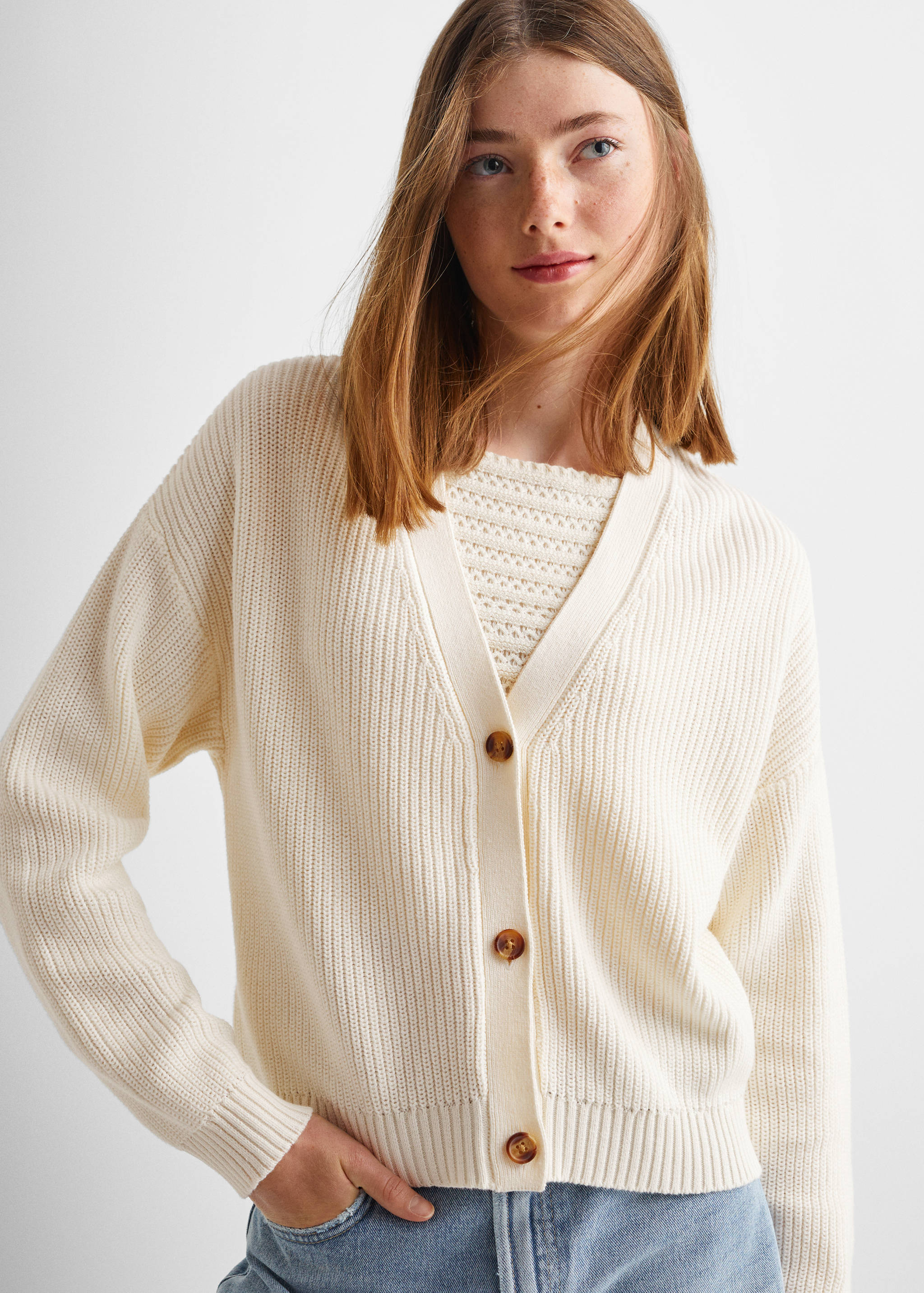 Ribbed knit cardigan - Details of the article 1