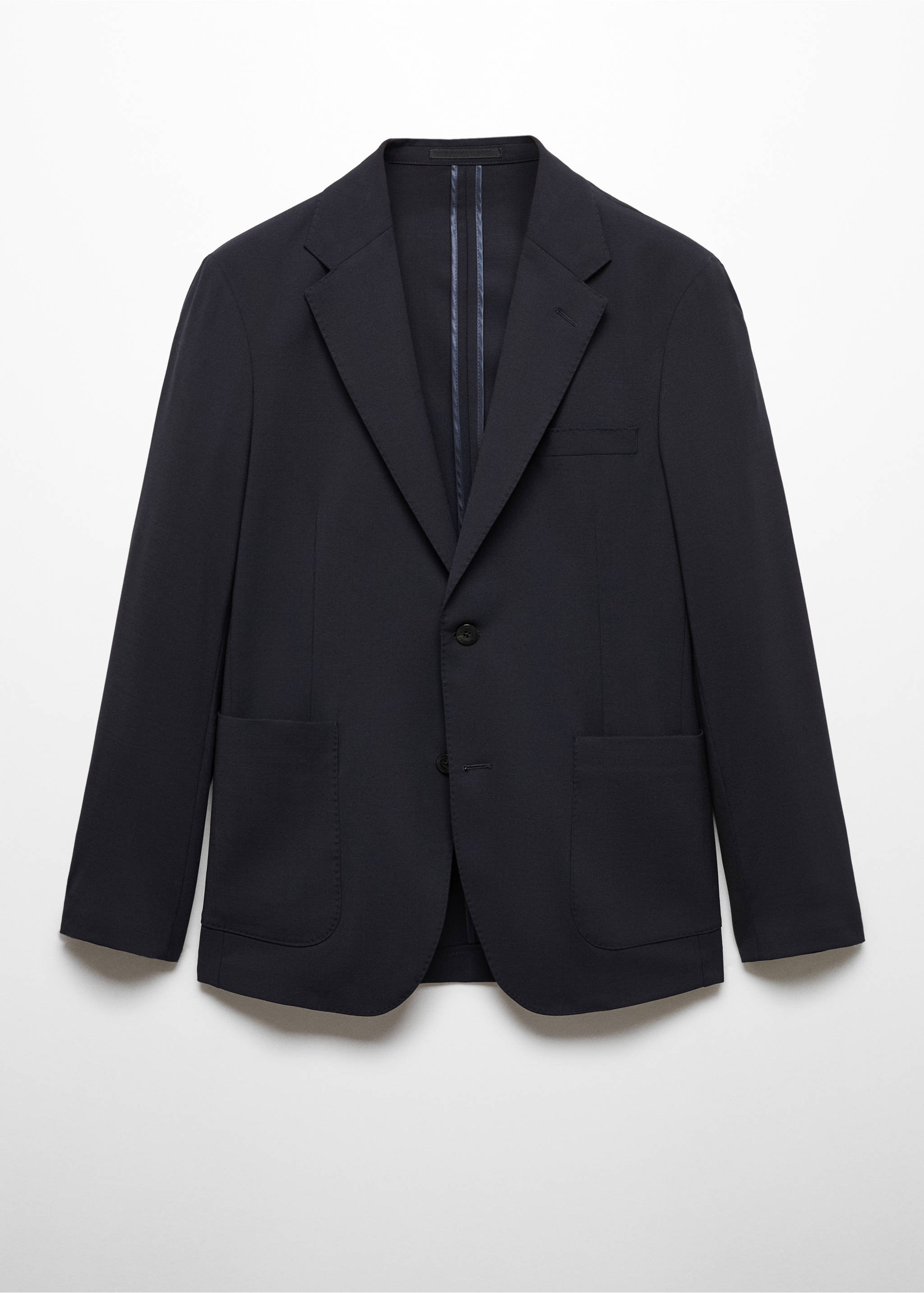 Veste slim-fit laine vierge - Article sans modèle, Bleu marine. Ref: 57000929-00.