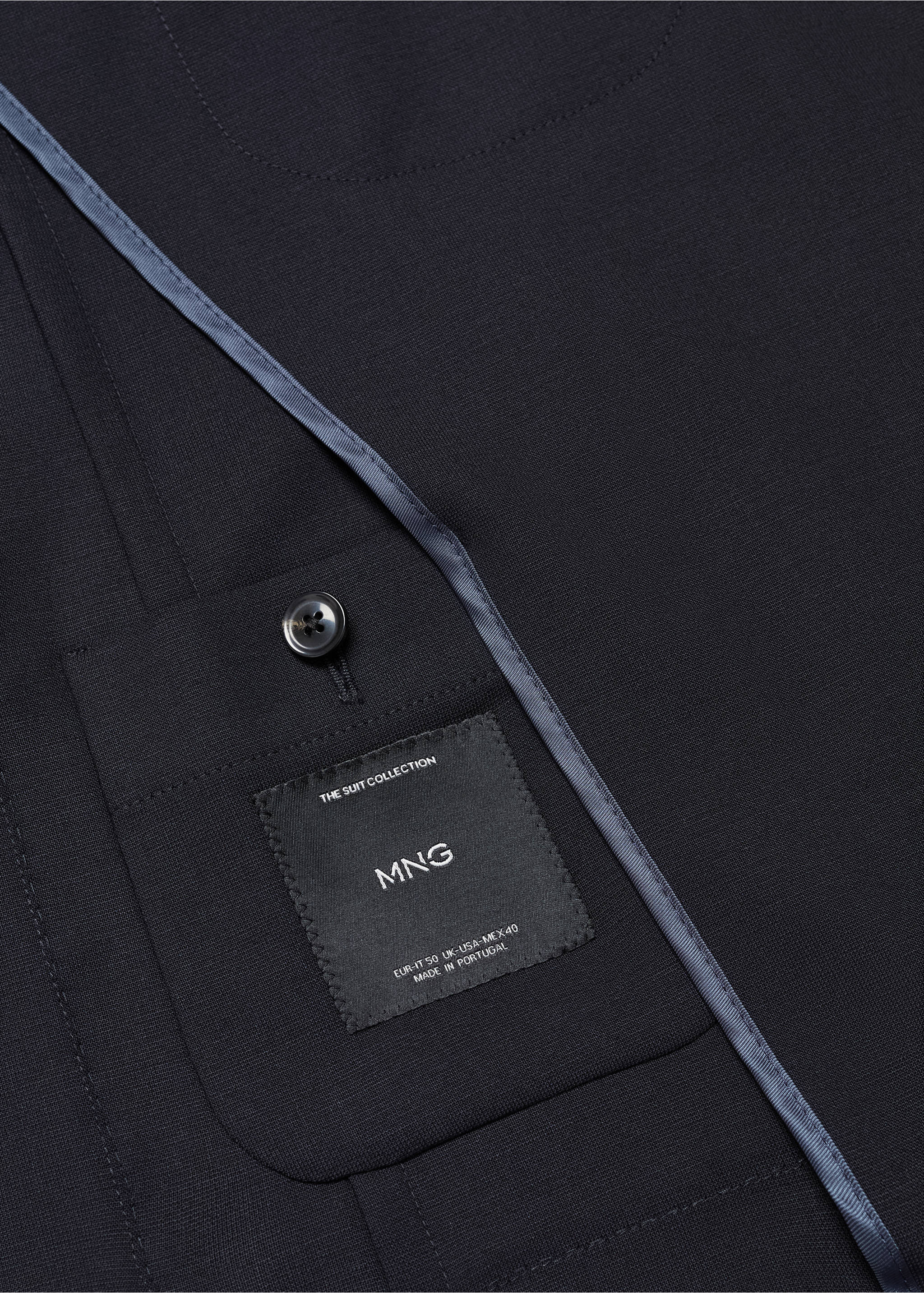 Veste slim-fit laine vierge - Détail de l'article 8, Bleu marine. Ref: 57000929-00.