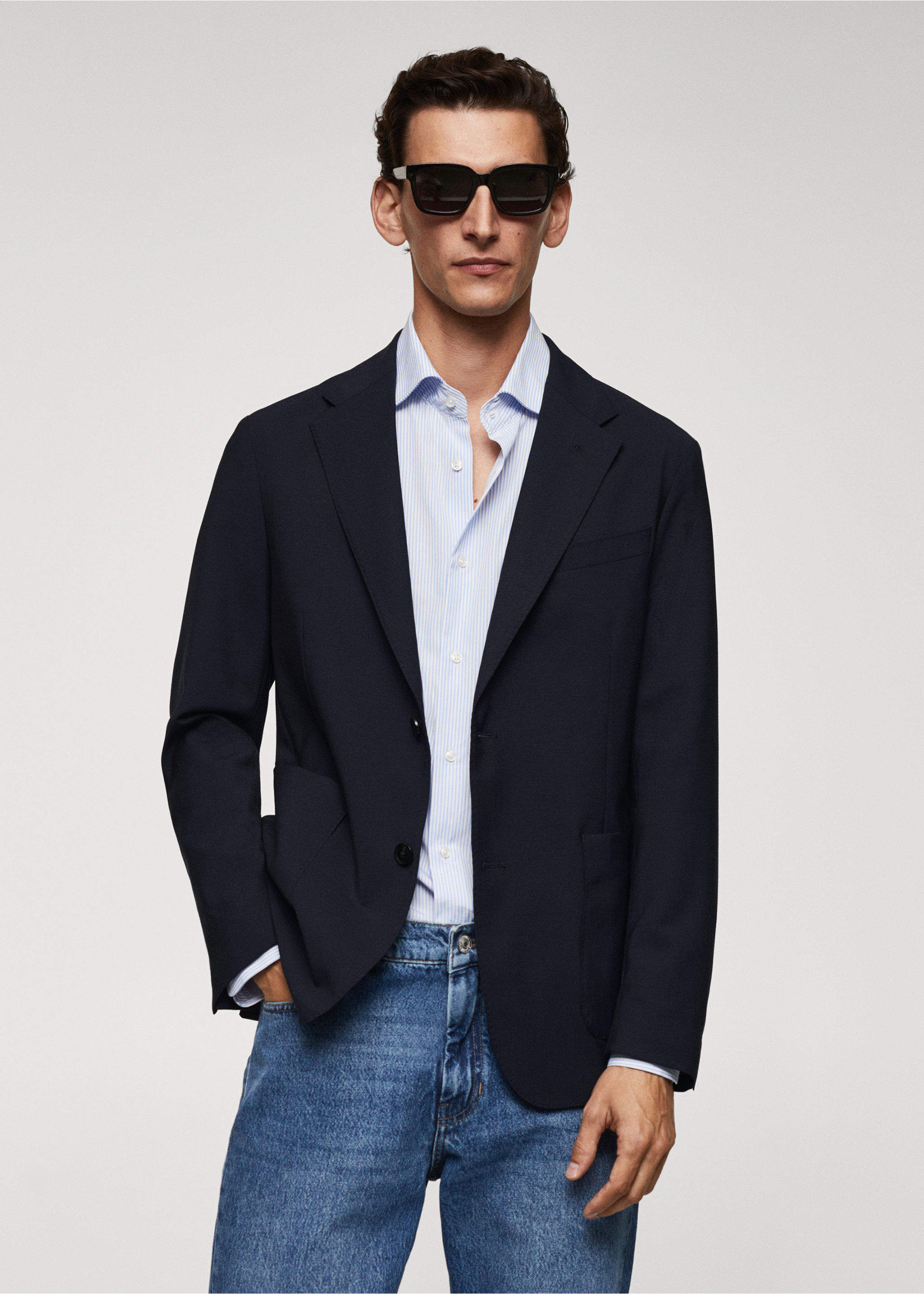 Slim-fit virgin wool jacket - Medium plane