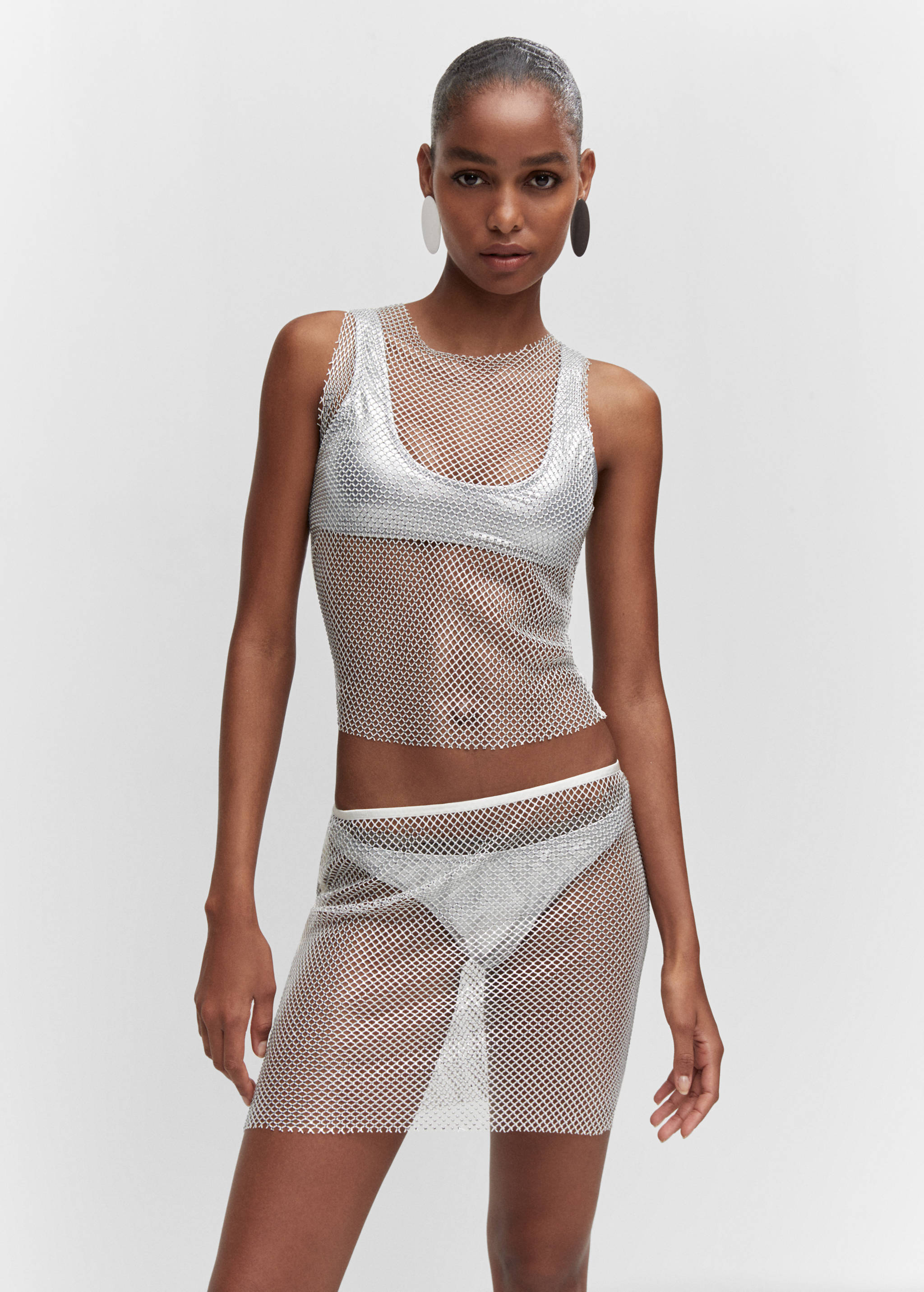 Rhinestone mesh skirt - Medium plane