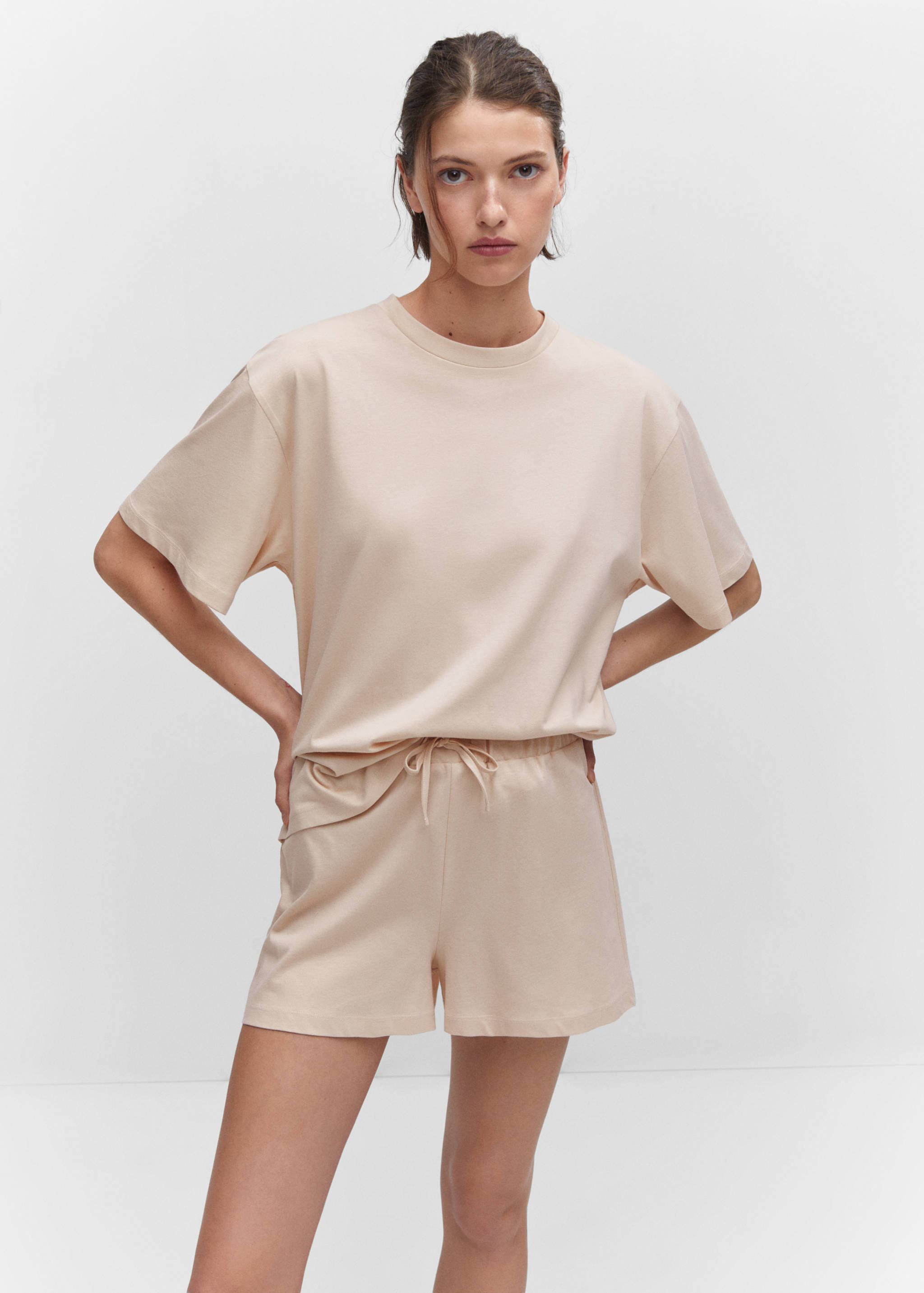 Kurzer Schlafanzug aus Baumwolle - Mittlere Ansicht