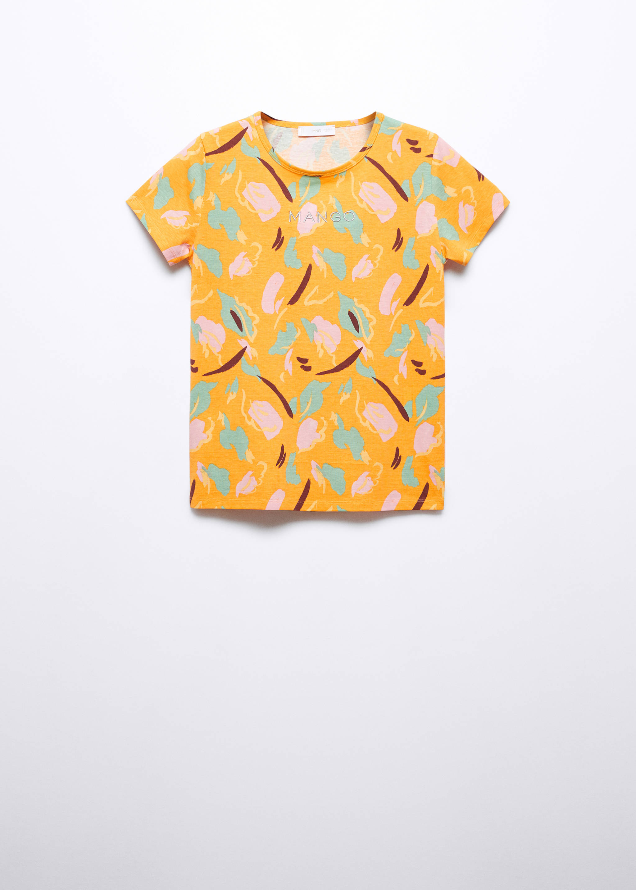 Gemustertes T-Shirt mit gesticktem Logo - Artikel ohne Model