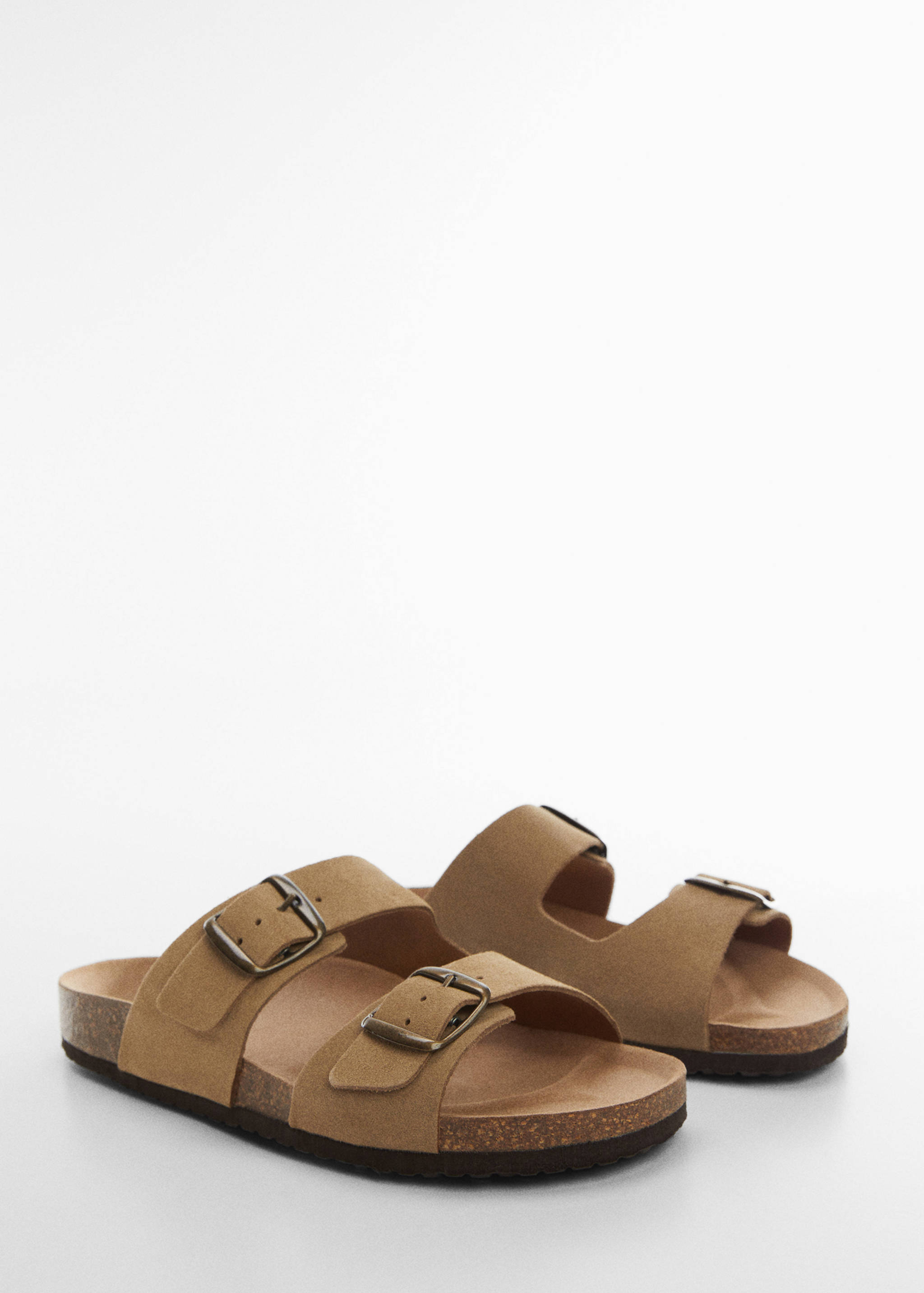 Split leather sandals with buckle - Medium plane
