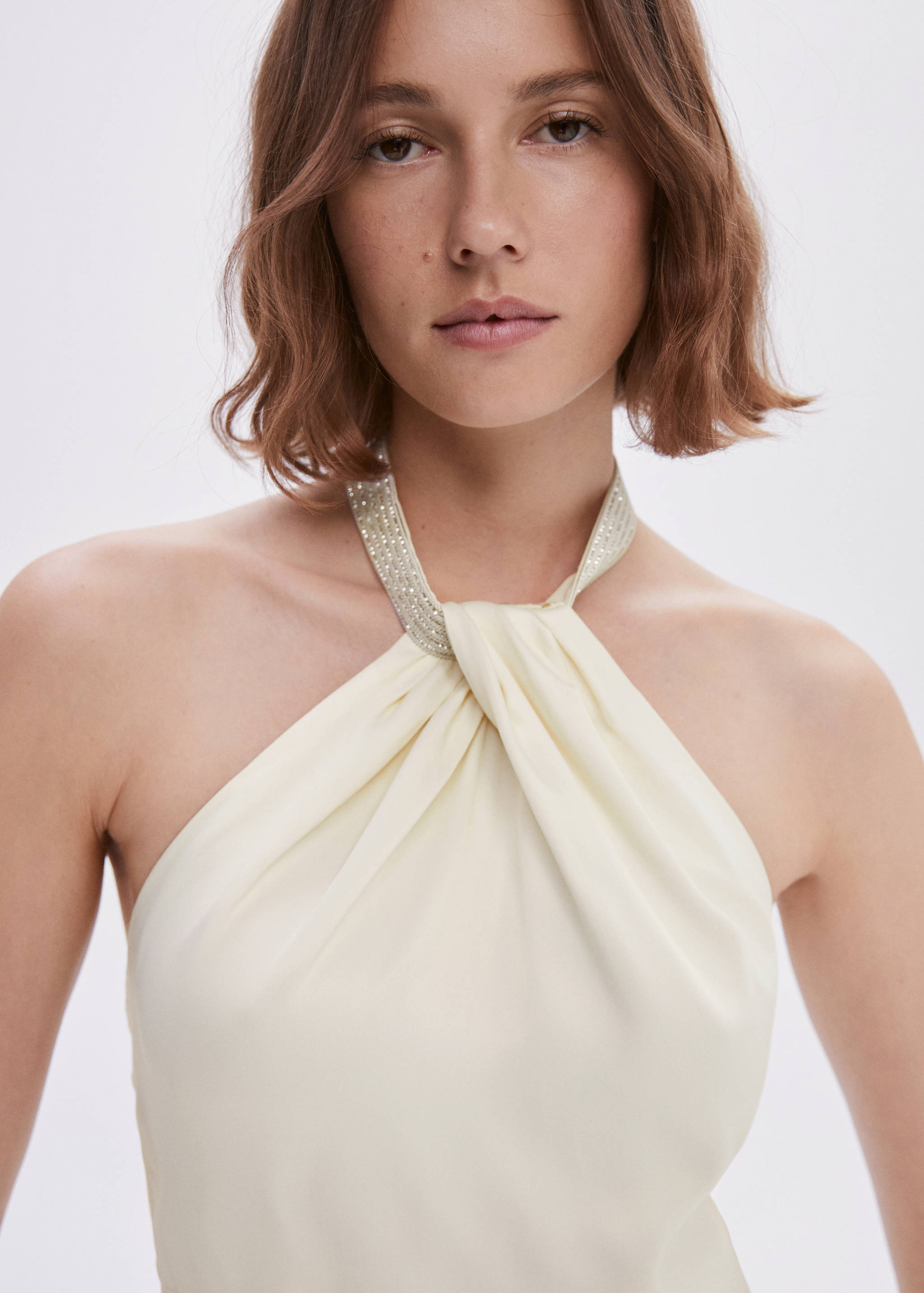 Halter-neck jumpsuit with metallic detail - Details of the article 1